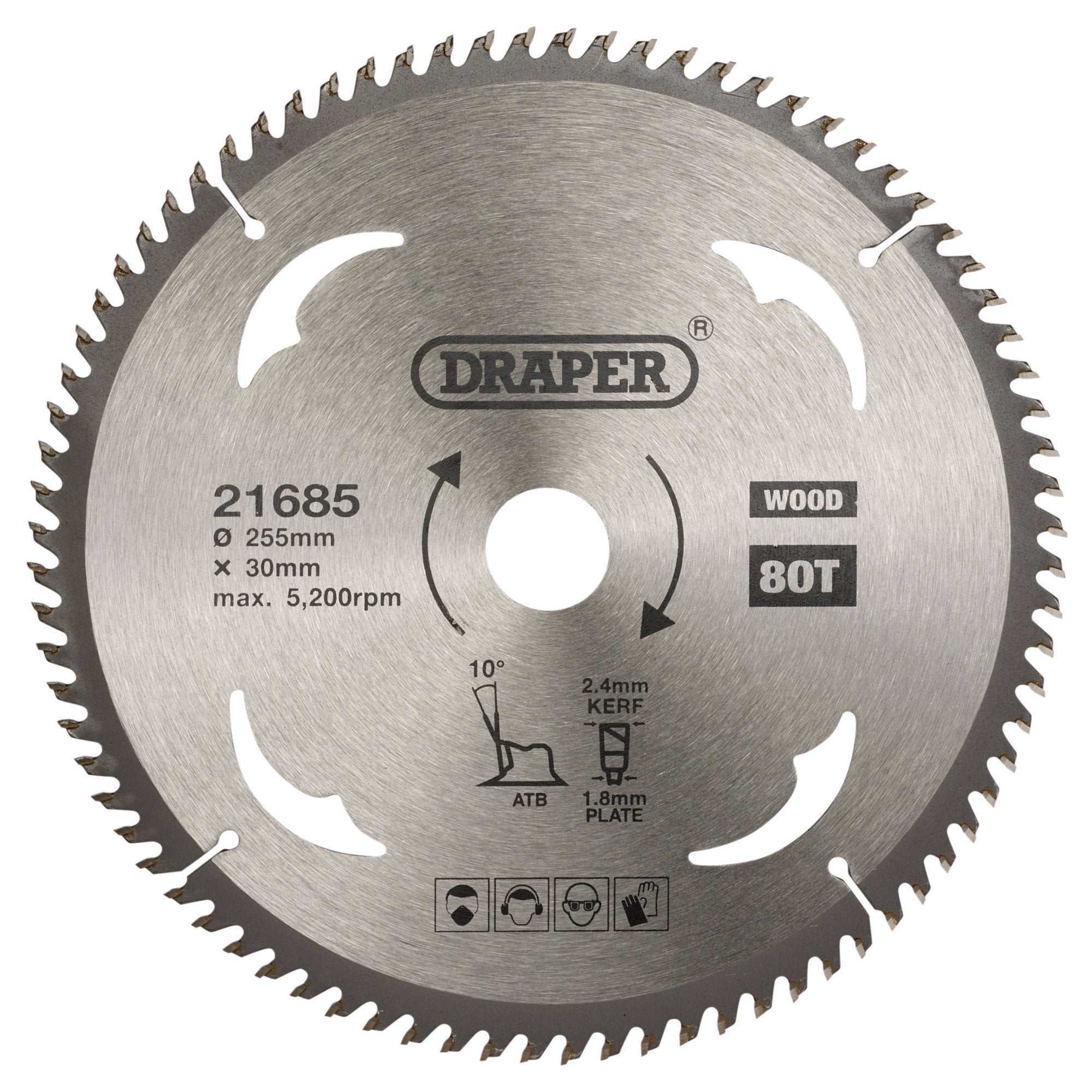 TCT-Circular-Saw-Blade-for-Wood,-255-x-30mm,-80T