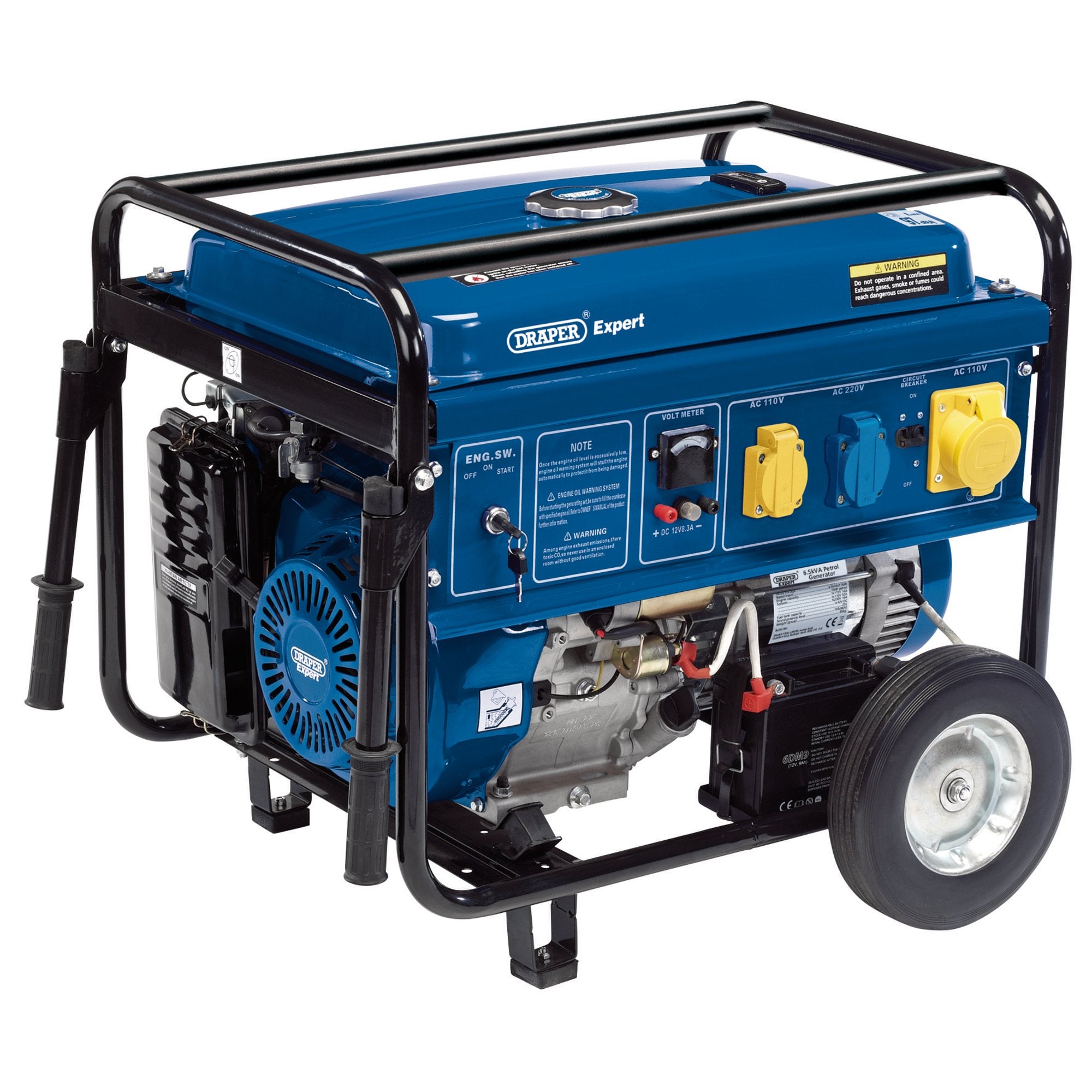 Draper-Expert-Petrol-Generator-with-Wheels,-4000W