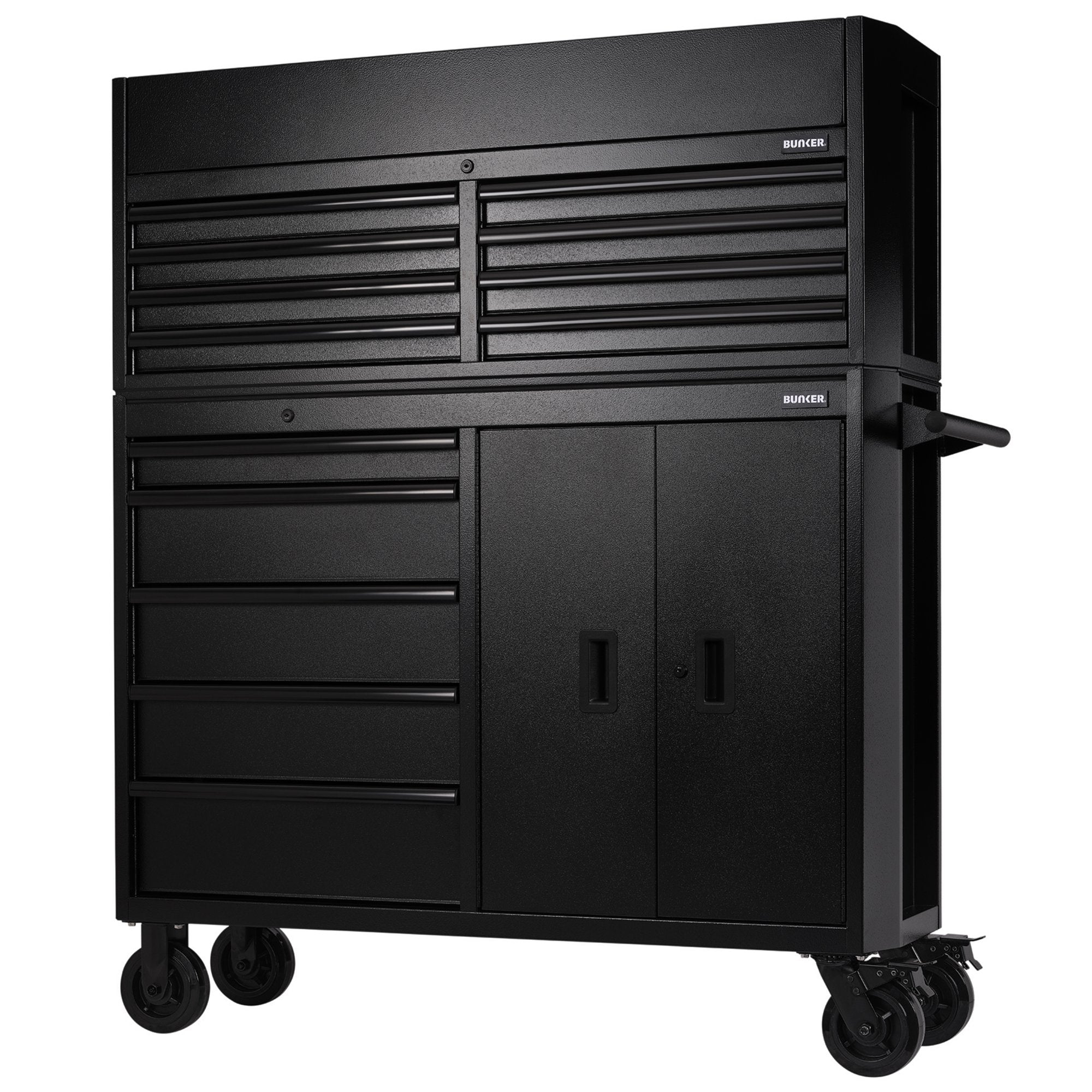 BUNKER®-13-Drawer-Combined-Roller-Cabinet-and-Tool-Chest,-52",-Black