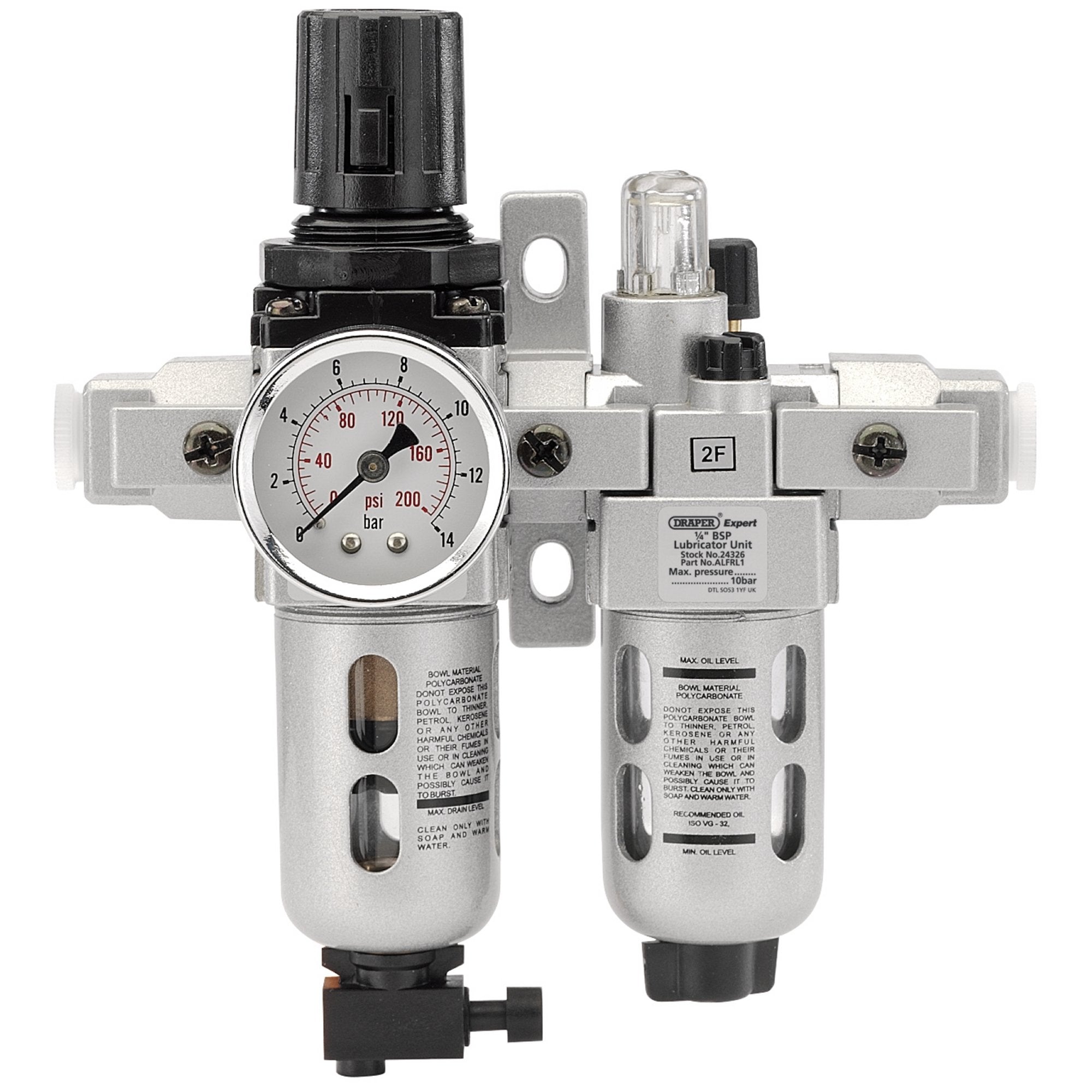 1/4"-BSP-Combined-Filter/Regulator/Lubricator-Unit-(FRL)