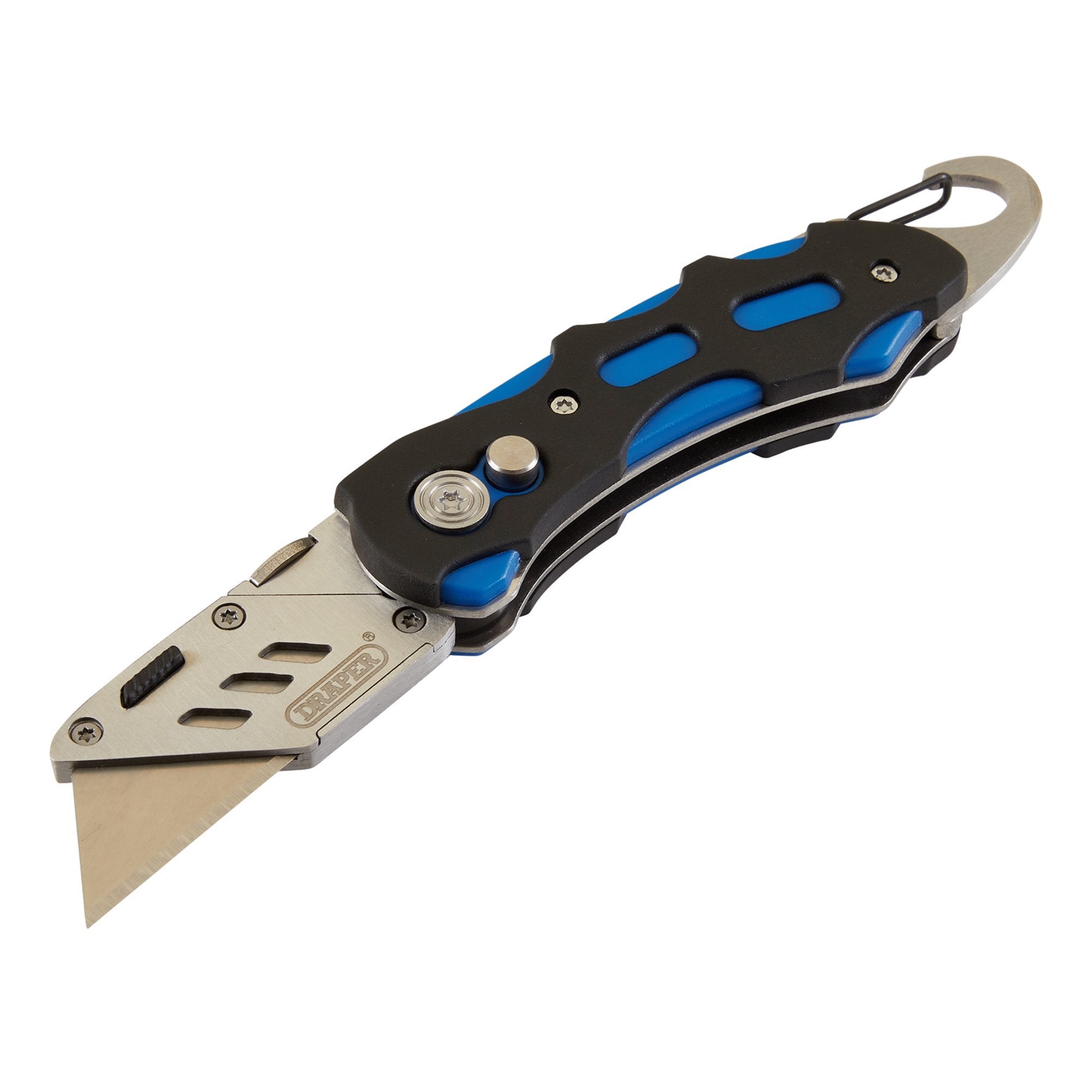 Folding-Trimming-Knife-with-Belt-Clip,-Blue