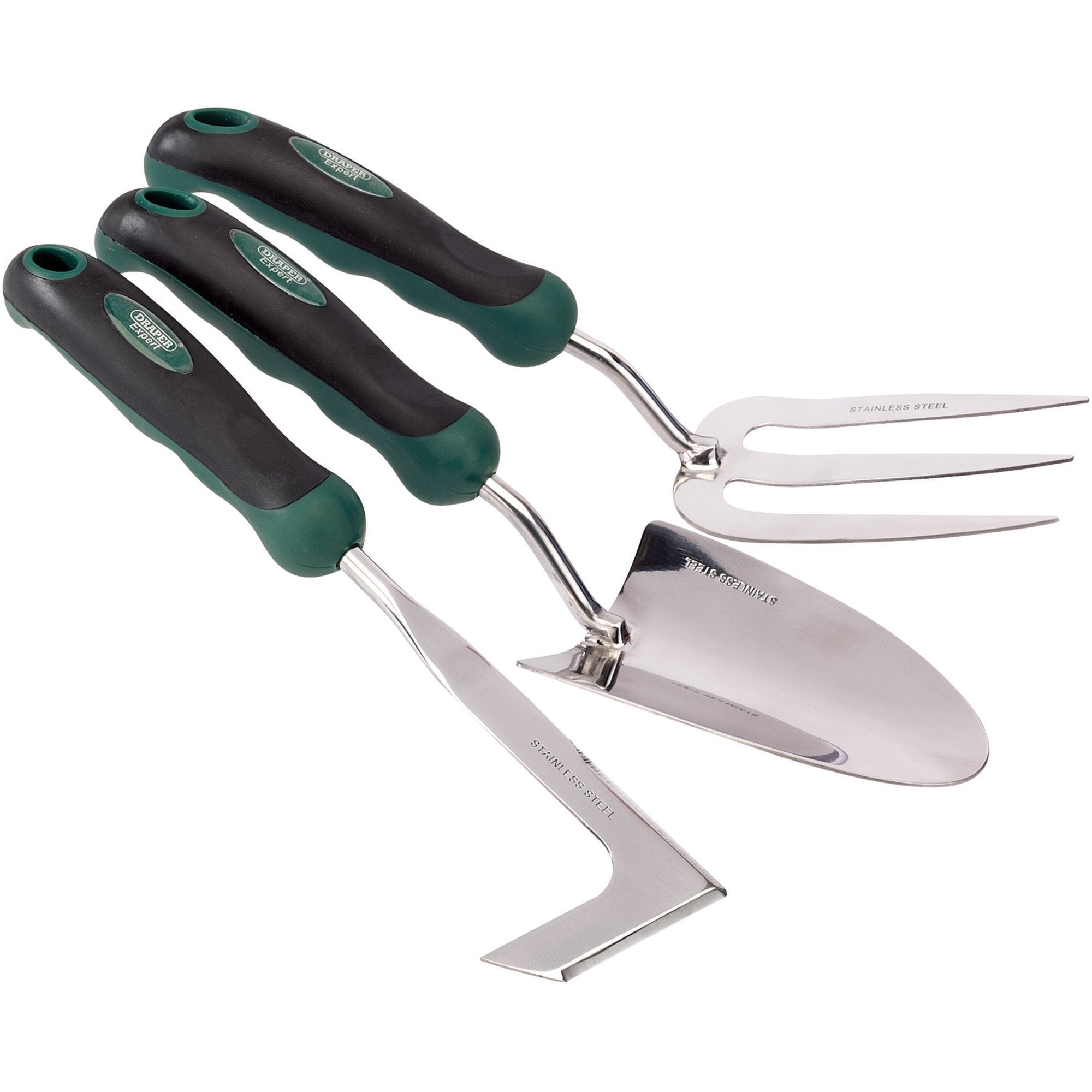Stainless-Steel-Heavy-Duty-Soft-Grip-Fork,-Trowel-and-Weeder-Set-(3-Piece)