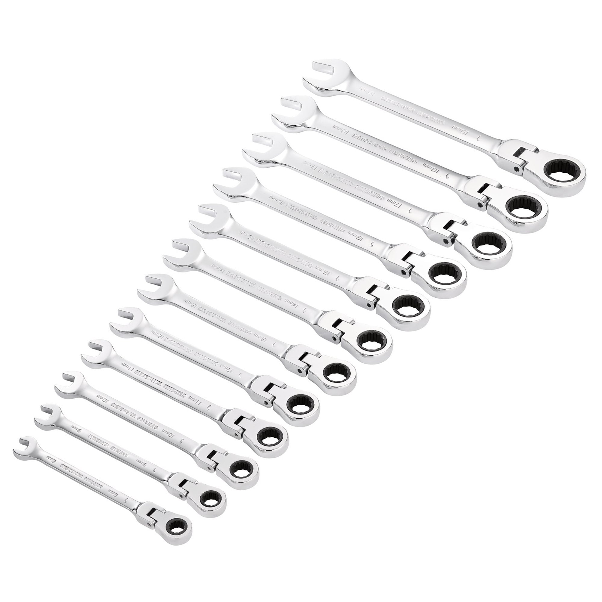 Draper-HI-TORQ®-Metric-Flexible-Head-Ratchet-Combination-Spanner-Set-(12-Piece)