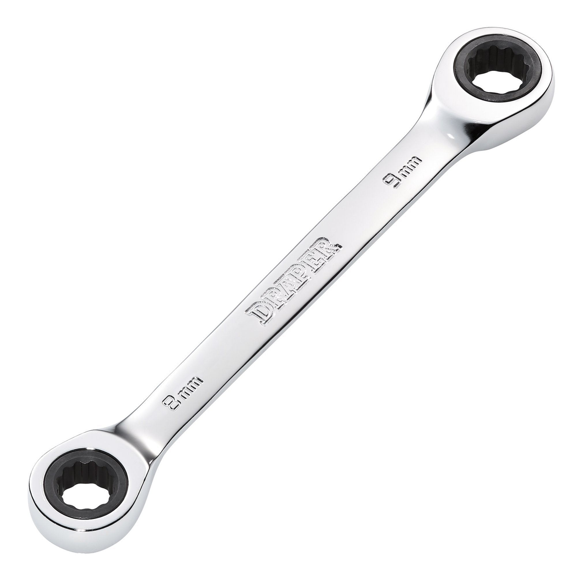 Draper-HI-TORQ®-Metric-Double-Ratchet-Ring-Spanner,-8-x-9mm