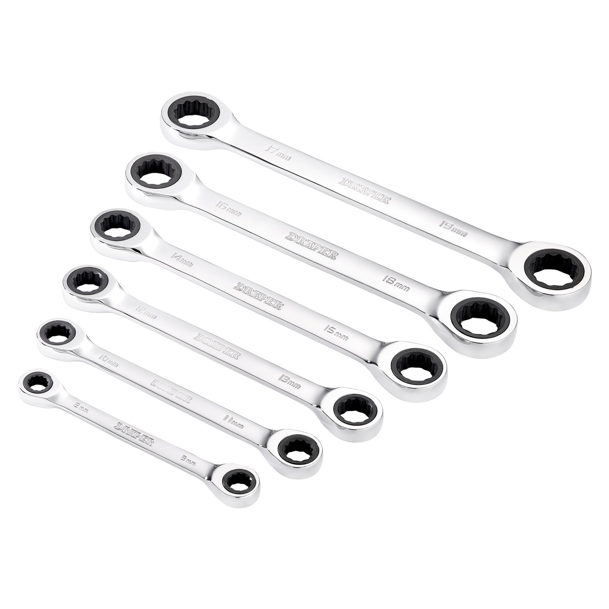 Draper-HI-TORQ®-Metric-Double-Ratchet-Ring-Spanner-Set-(6-Piece)