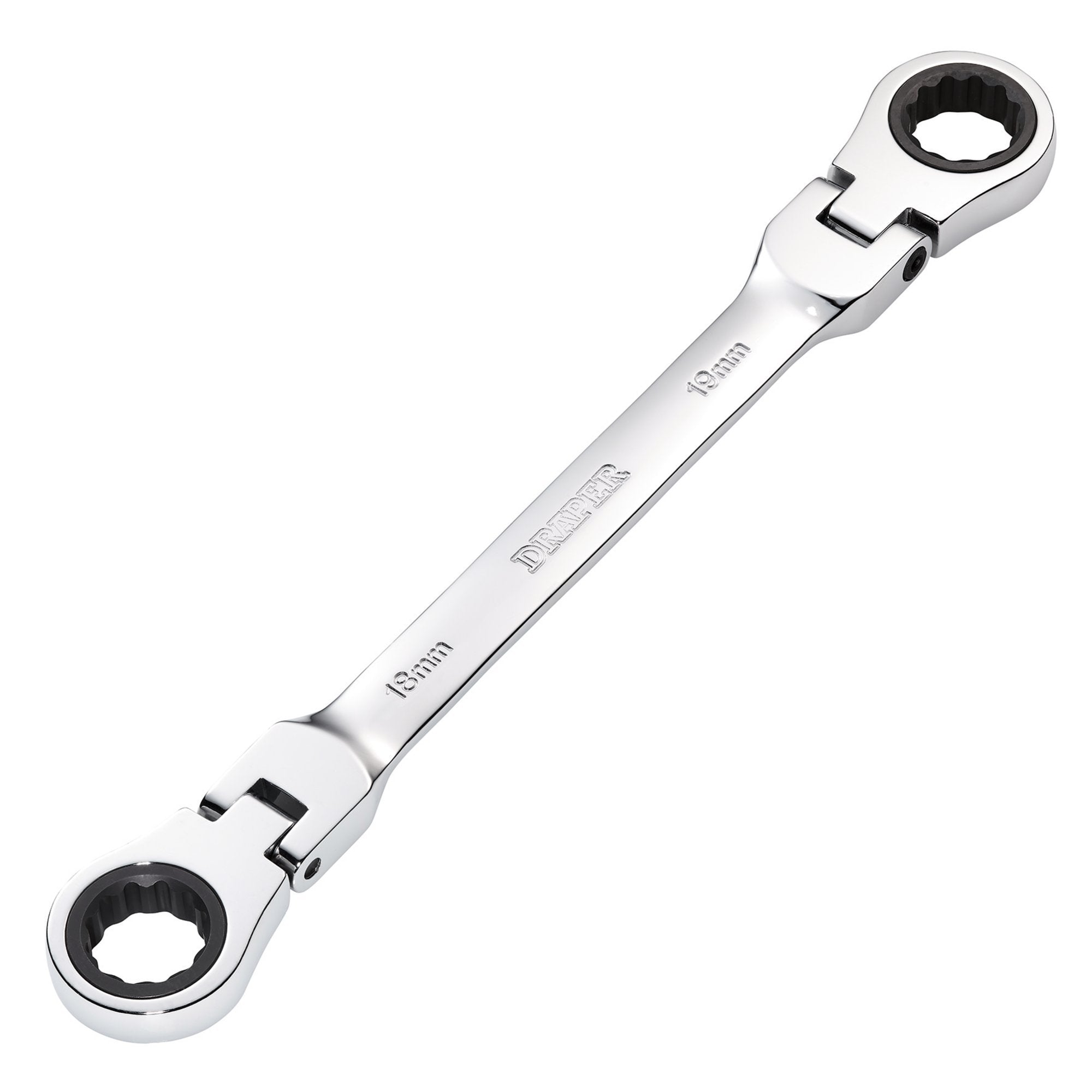 Draper-HI-TORQ®-Metric-Flexible-Head-Double-Ring-Ratchet-Spanner,-18-x-19mm