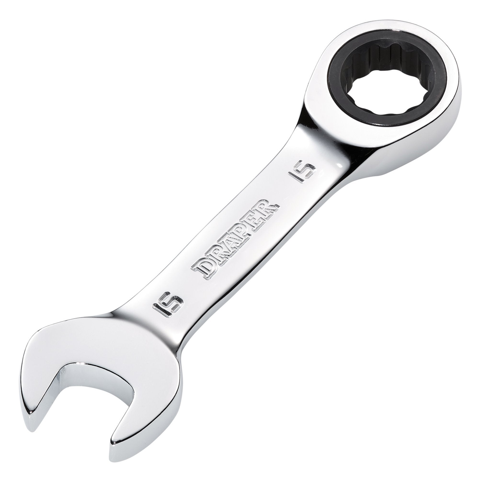 Draper-HI-TORQ®-Metric-Stubby-Ratchet-Combination-Spanner,-15mm