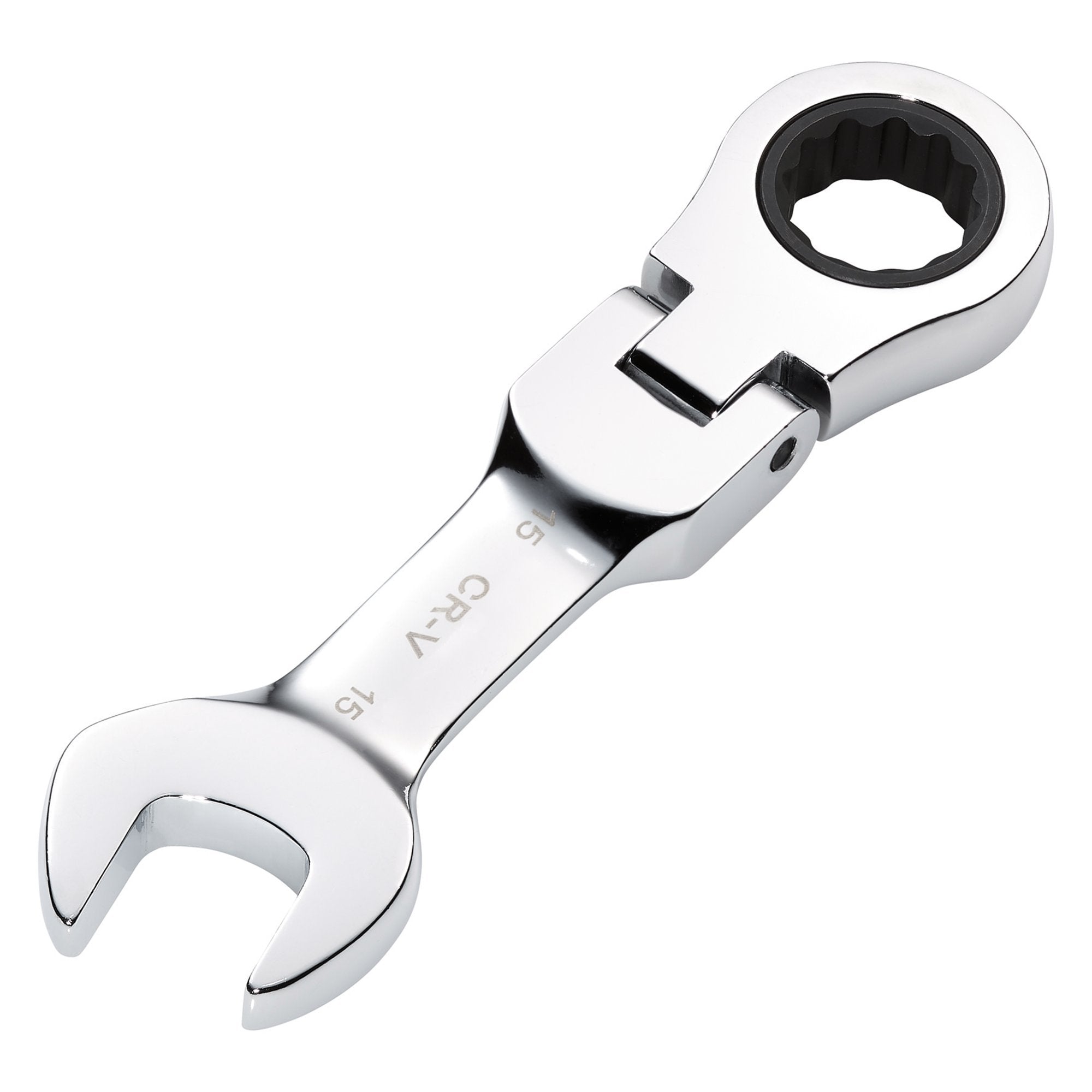 Draper-HI-TORQ®-Metric-Stubby-Flexible-Head-Ratchet-Combination-Spanner,-15mm