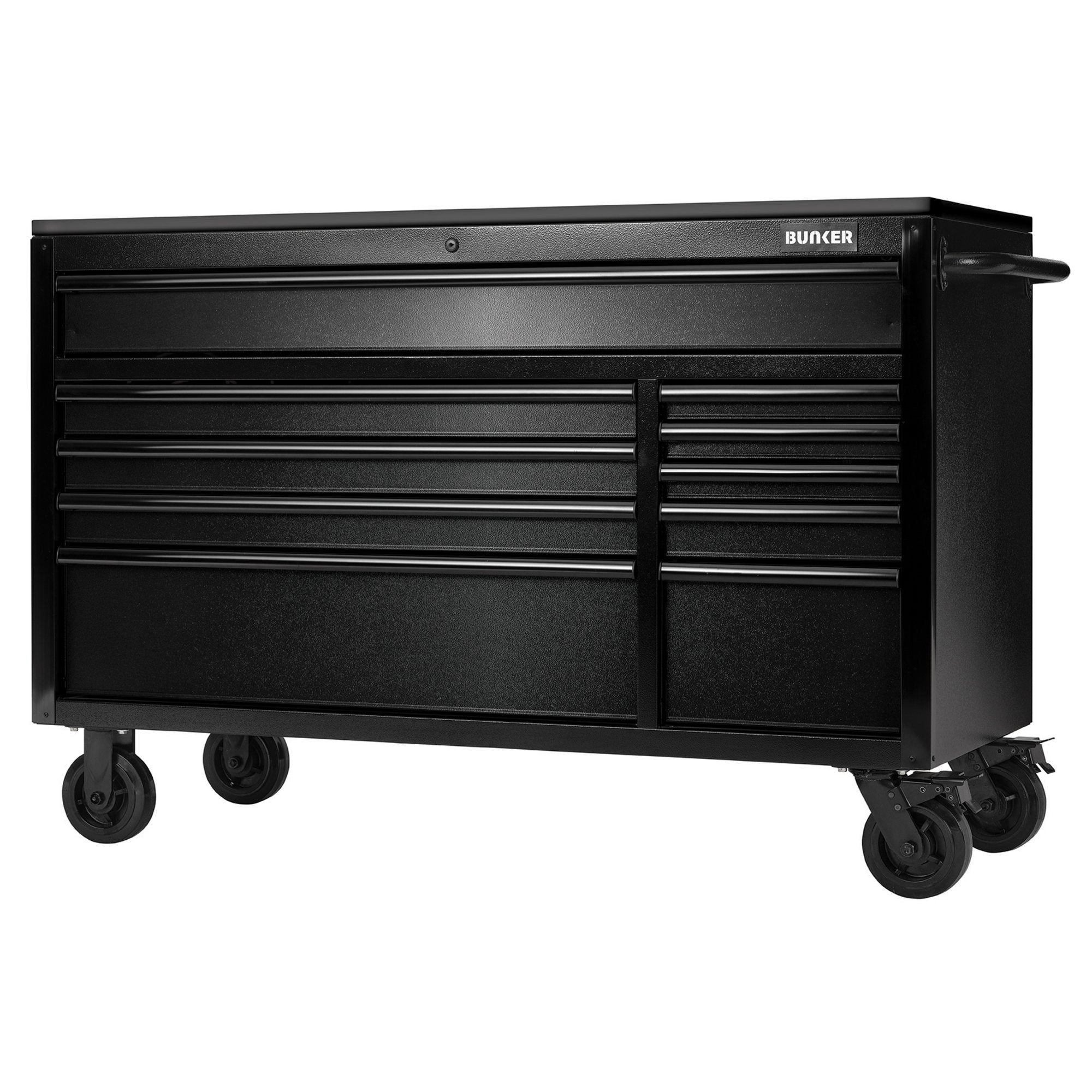 BUNKER®-10-Drawer-Workbench-Roller-Tool-Cabinet-with-Black-Stainless-Steel-Worktop,-56"