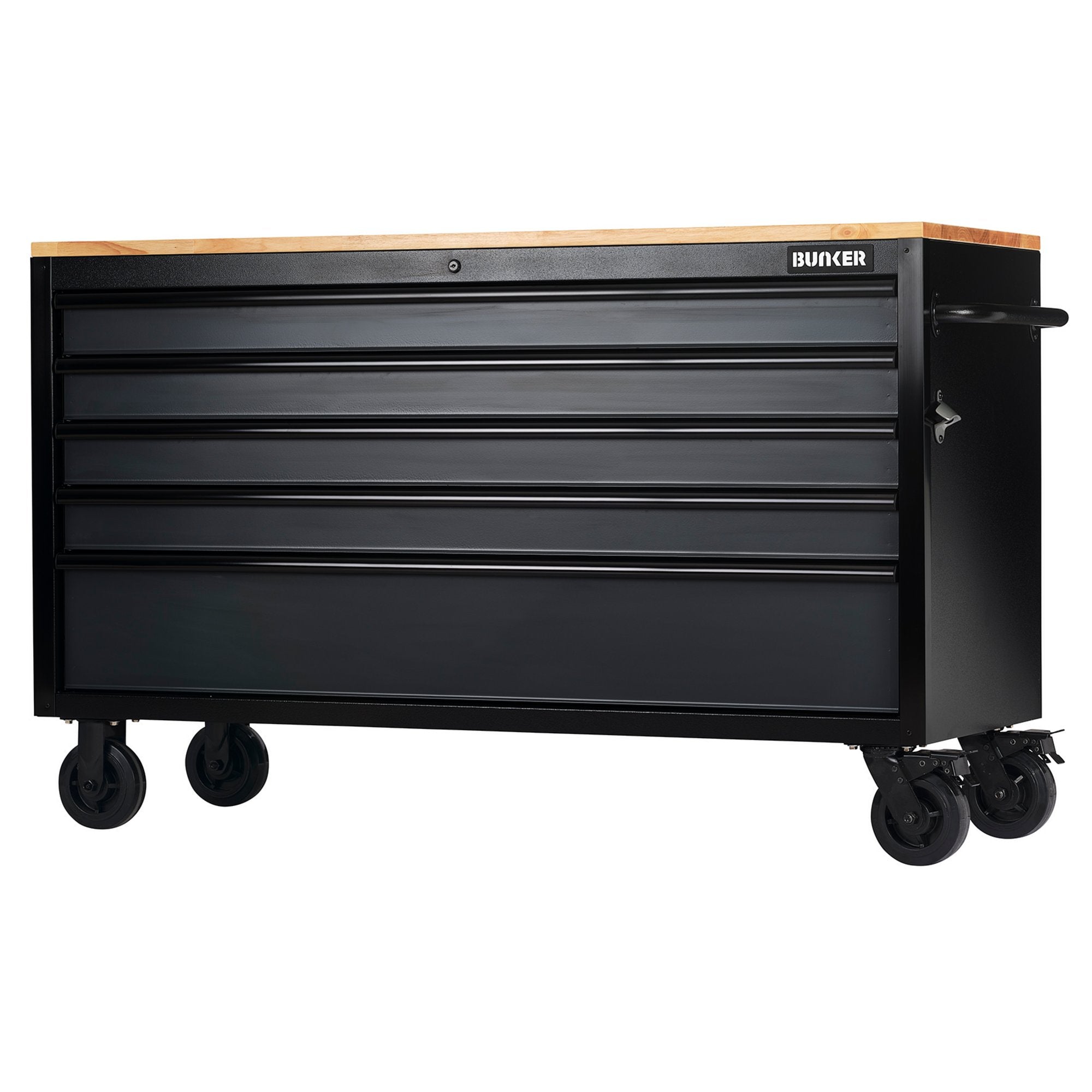 BUNKER®-5-Drawer-Workbench-Roller-Tool-Cabinet,-61",-Grey