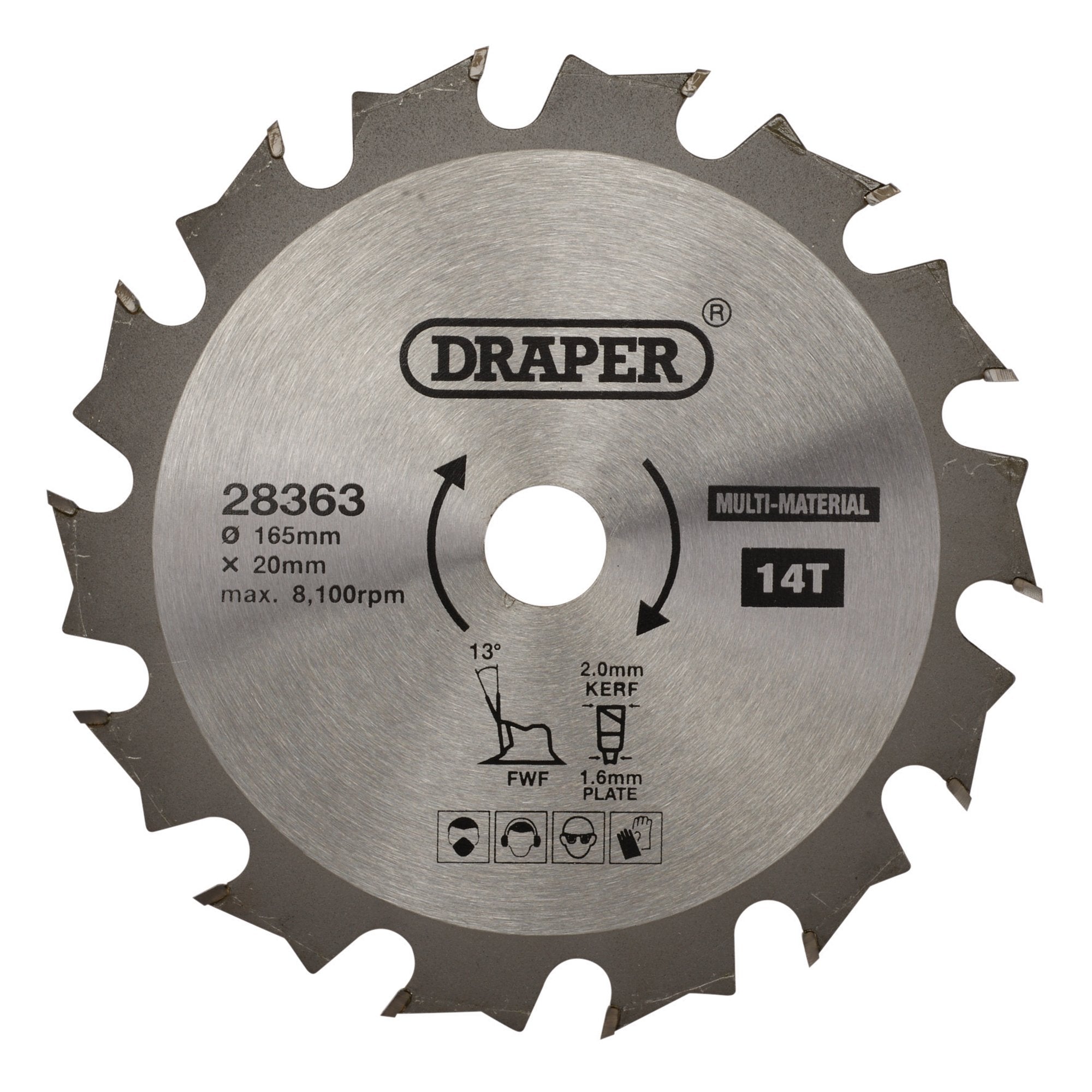 TCT-Multi-Purpose-Circular-Saw-Blade,-165-x-20mm,-14T