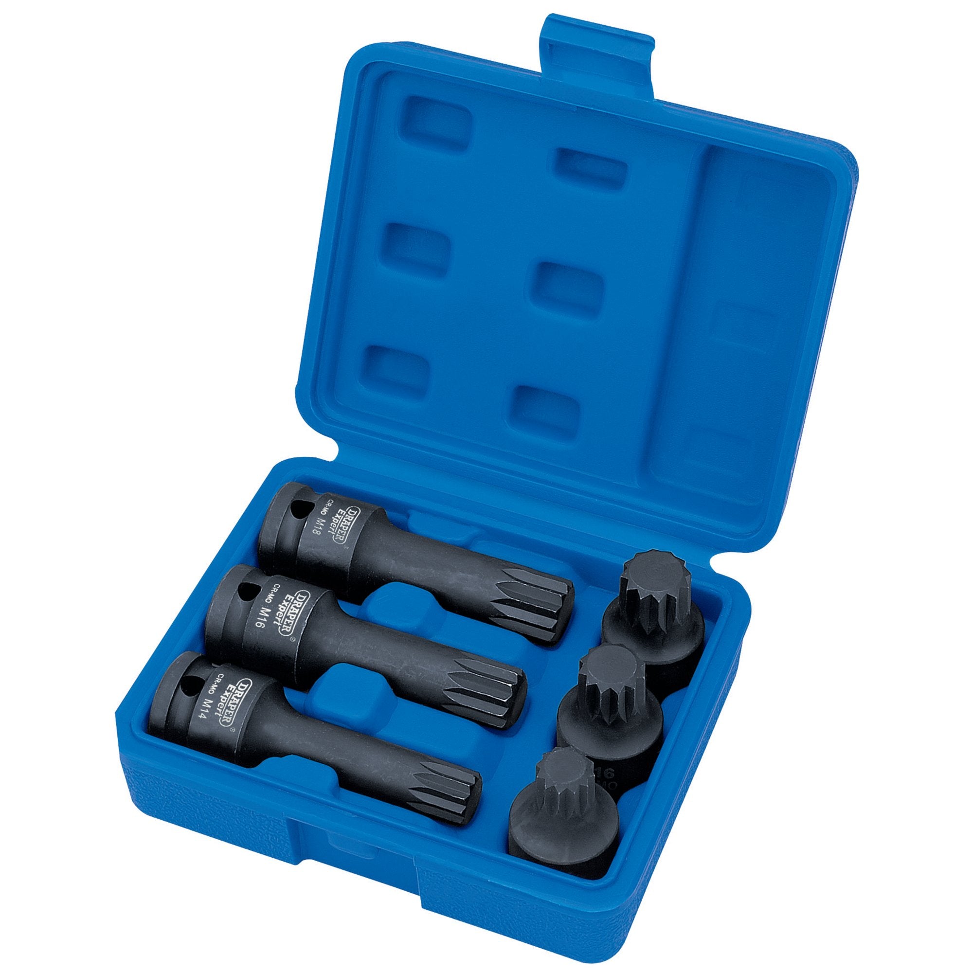 Draper-Expert-Impact-Spline-Bit-Set,-1/2"-Sq.-Dr.-(6-Piece)