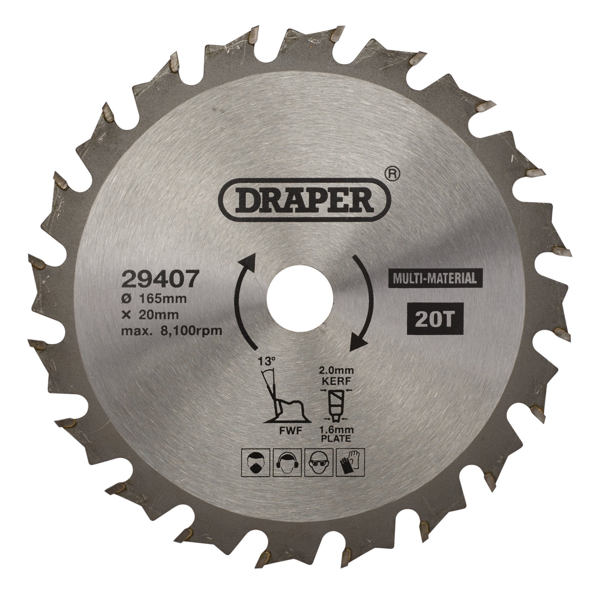 TCT-Multi-Purpose-Circular-Saw-Blade,-165-x-20mm,-20T