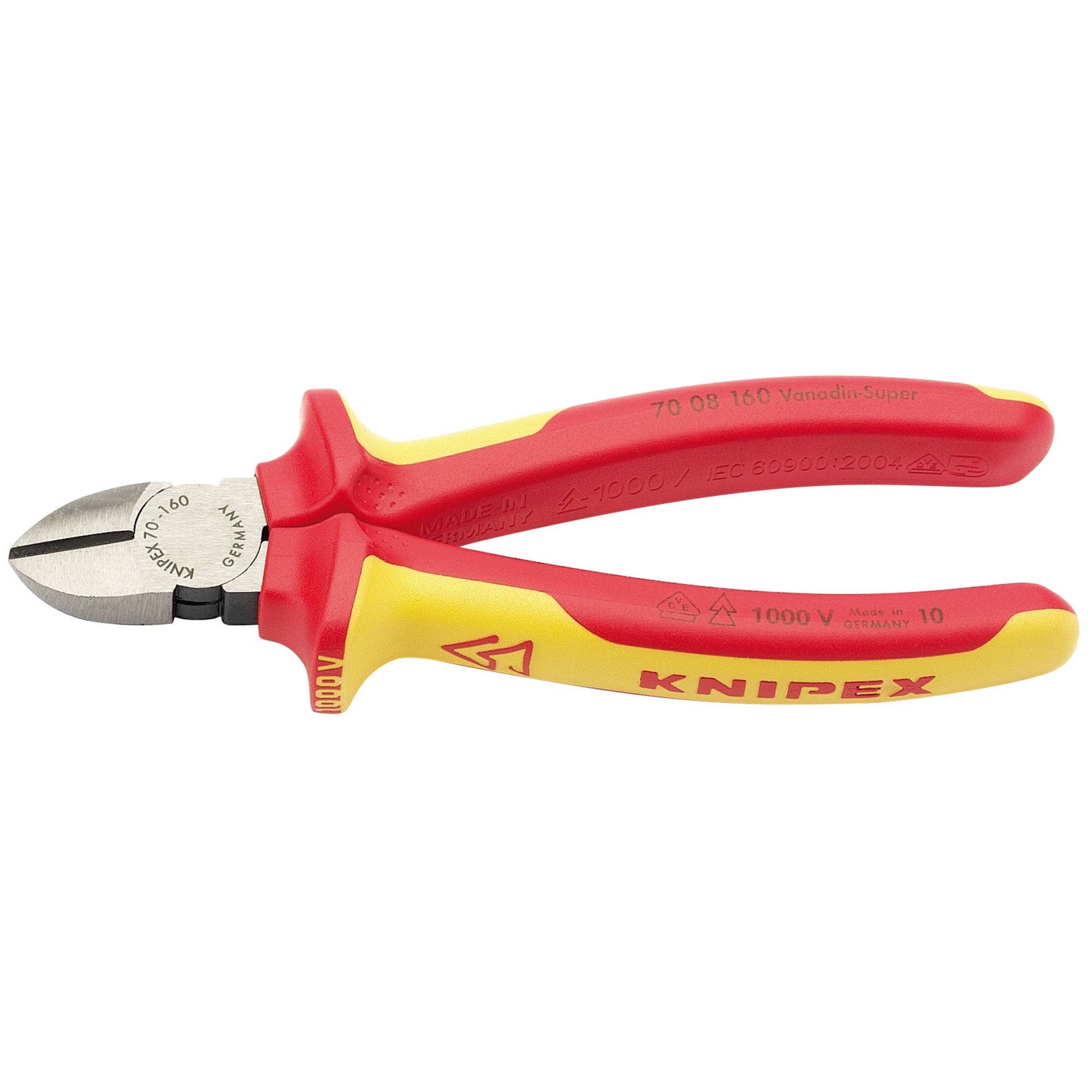 KNIPEX-70-08-160UKSBE-VDE-Fully-Insulated-Diagonal-Side-Cutters,-160mm