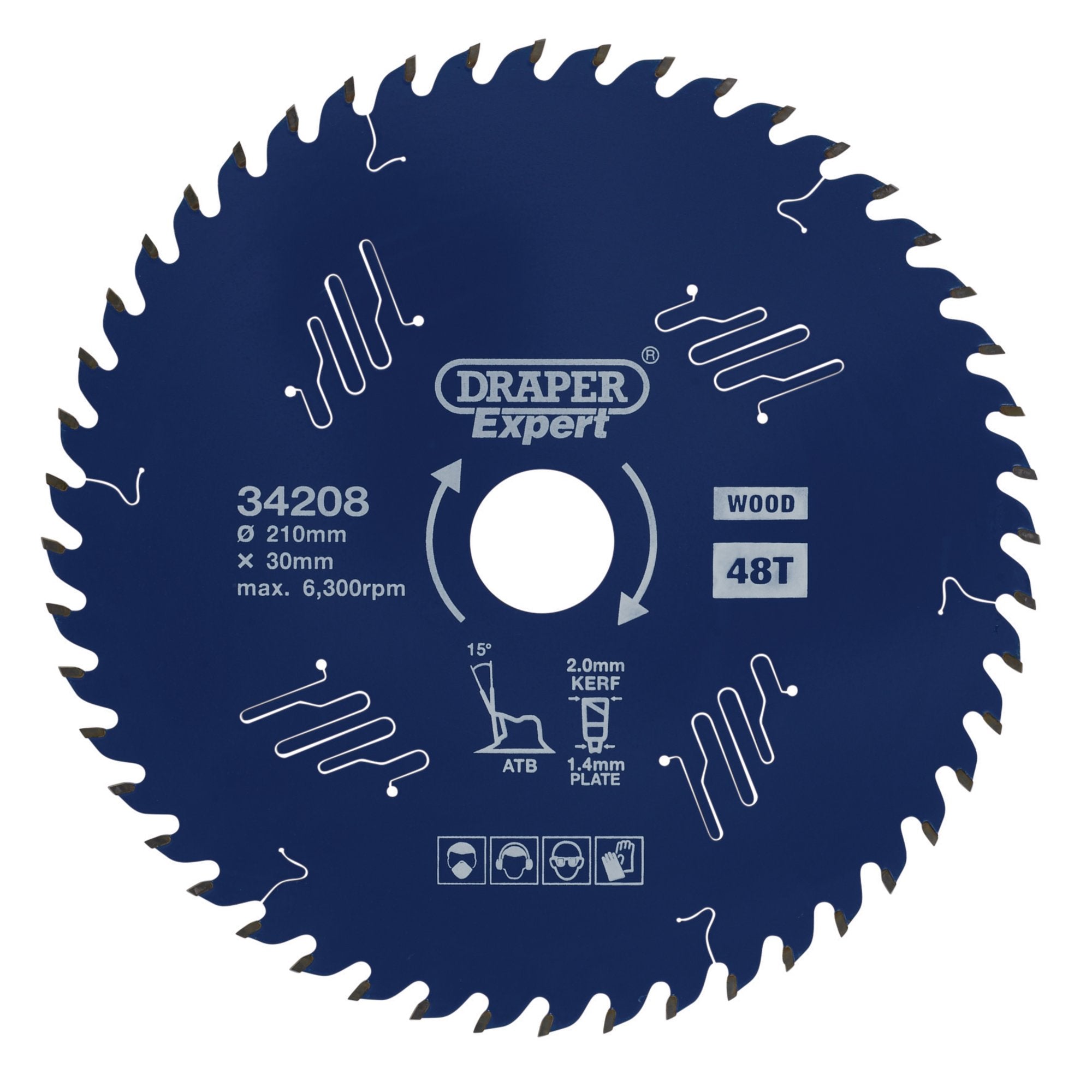 Draper-Expert-TCT-Circular-Saw-Blade-for-Wood-with-PTFE-Coating,-210-x-30mm,-48T