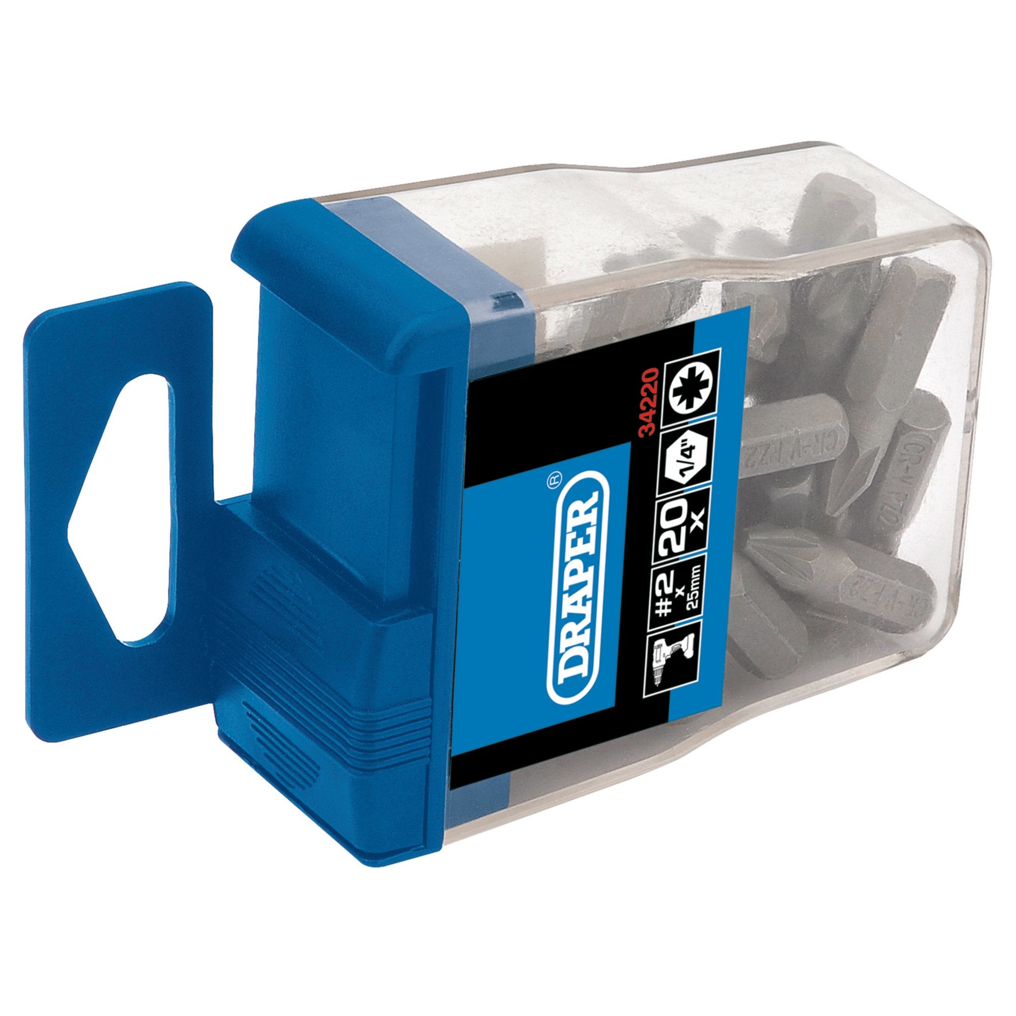 PZ-TYPE-Insert-Bits-in-Plastic-Storage-Case,-No.2-x-1/4"-(Pack-of-20)