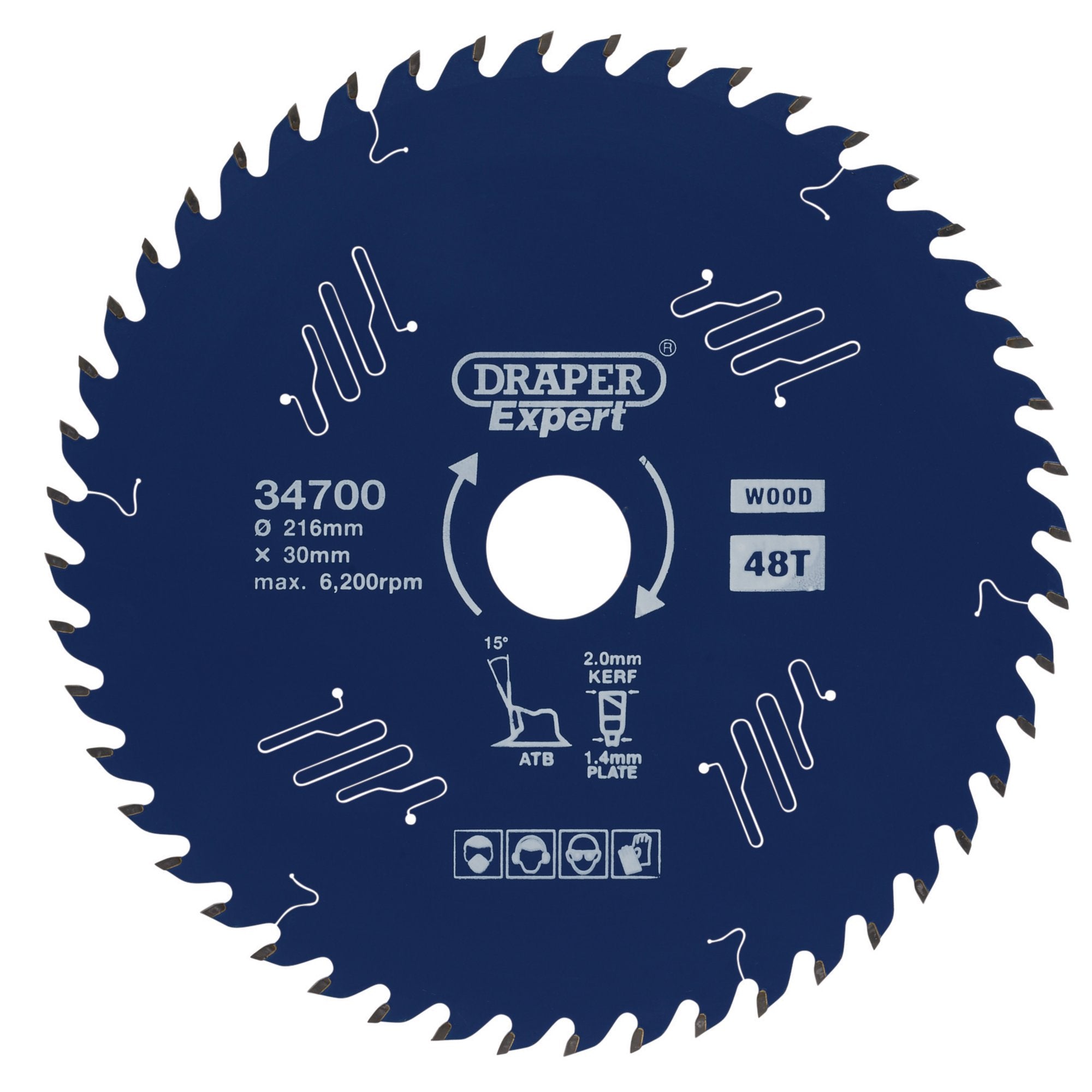 Draper-Expert-TCT-Circular-Saw-Blade-for-Wood-with-PTFE-Coating,-216-x-30mm,-48T