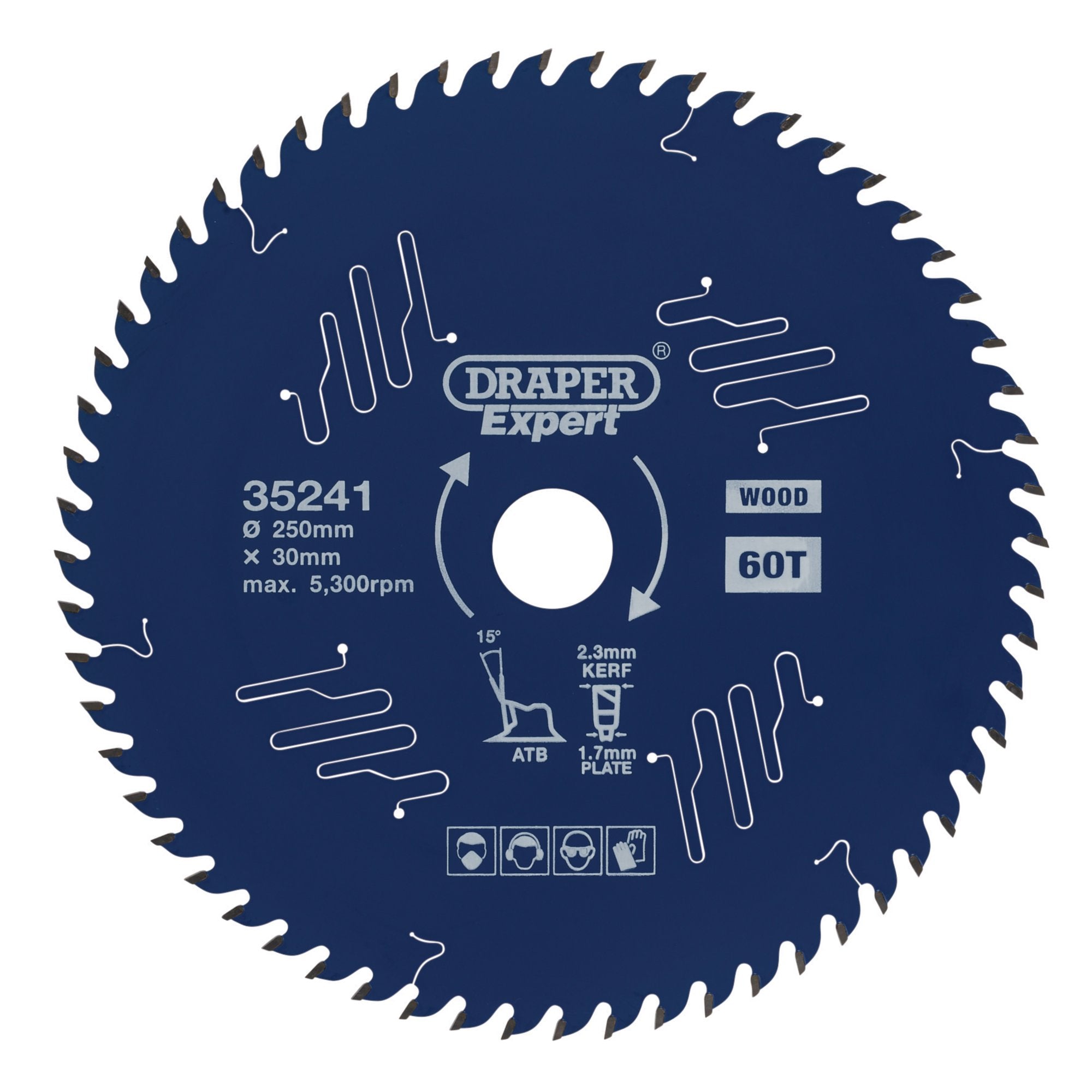 Draper-Expert-TCT-Circular-Saw-Blade-for-Wood-with-PTFE-Coating,-250-x-30mm,-60T