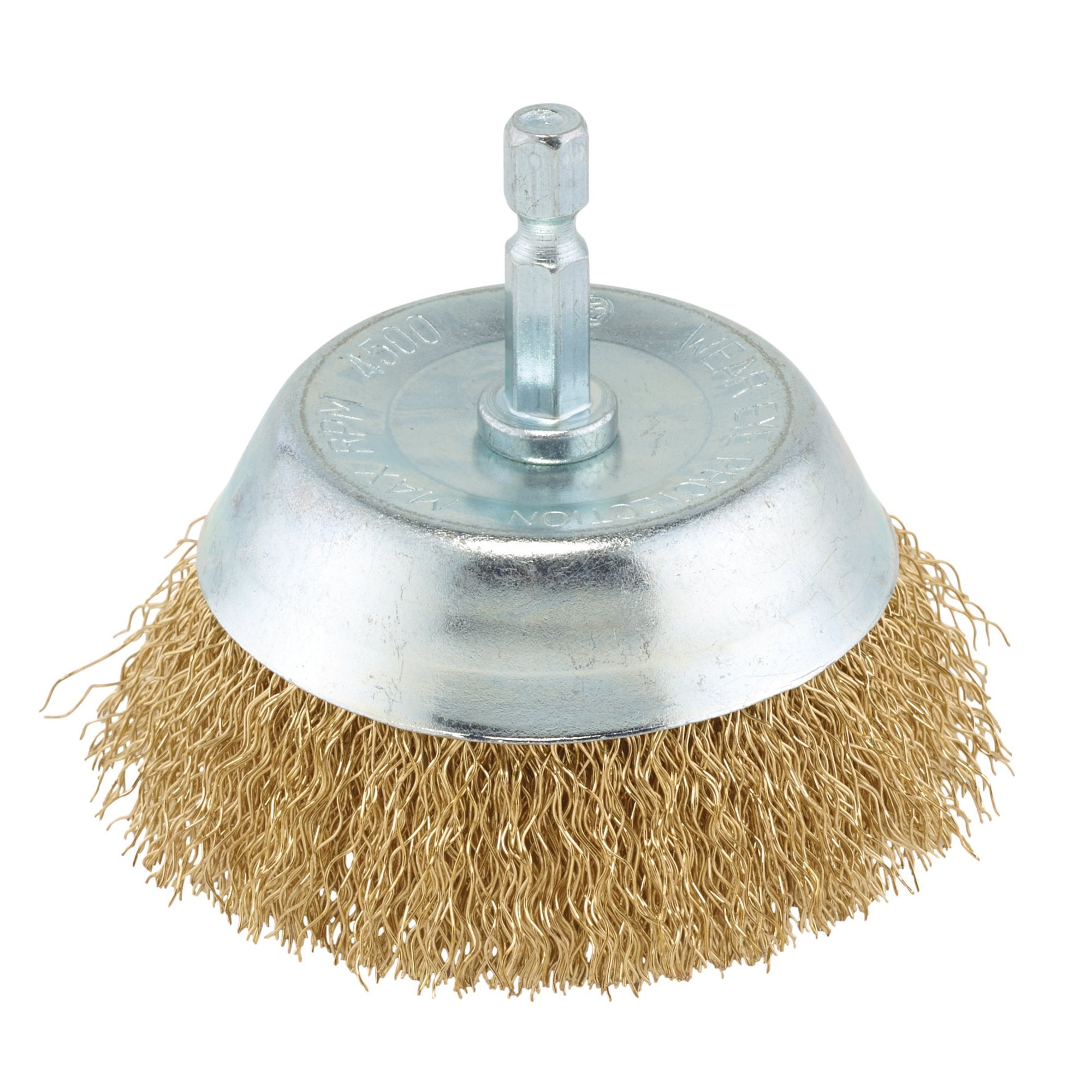 Brassed-Steel-Crimped-Wire-Cup-Brush,-75mm