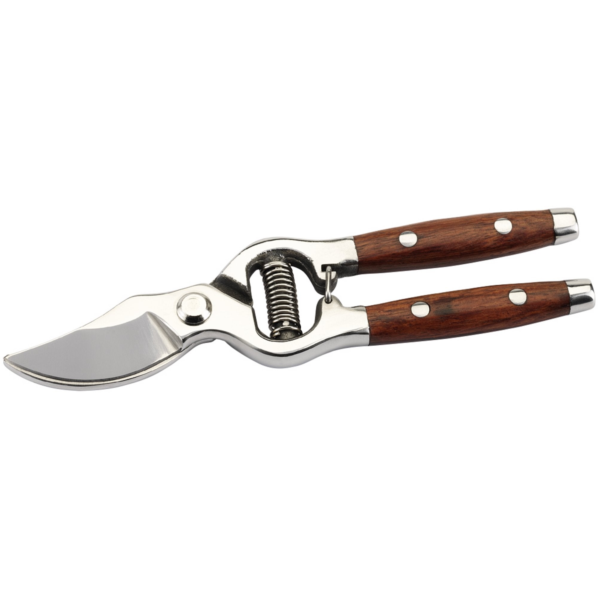 Bypass-Pattern-Secateurs-with-Wooden-Handles,-210mm