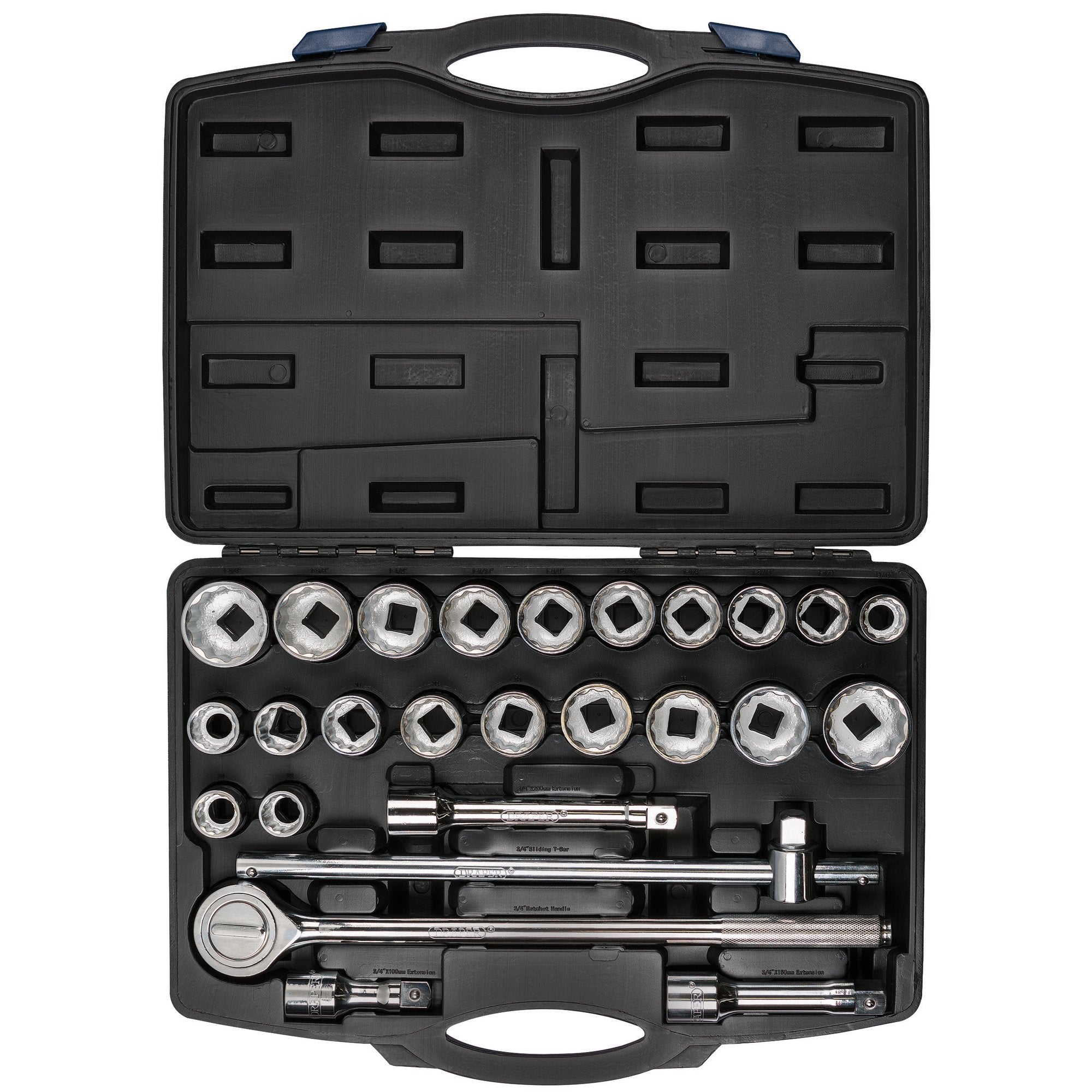 Draper-HI-TORQ®-Combined-MM/AF-Socket-Set,-3/4"-Sq.-Dr.,-Black-(26-Piece)