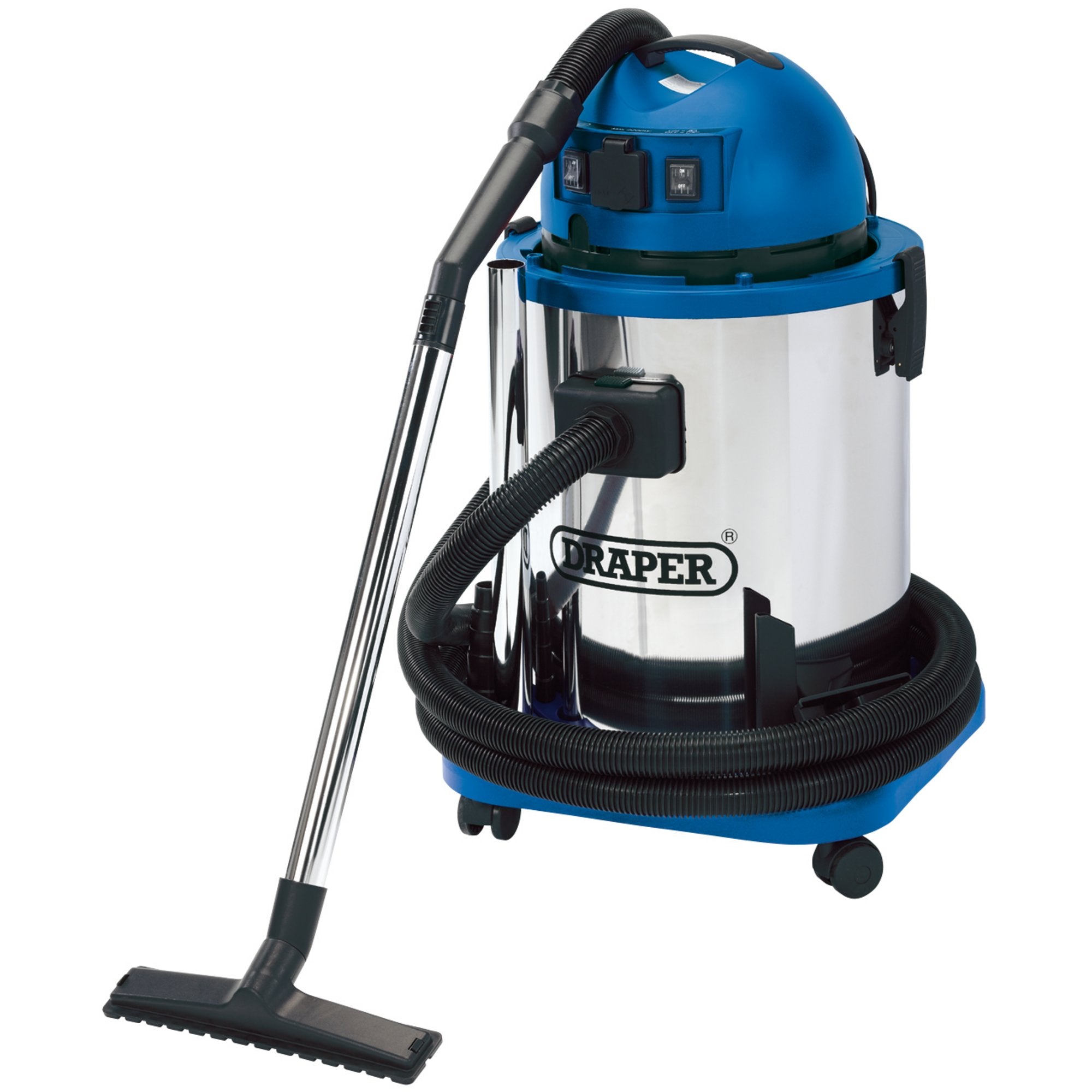 Wet-&-Dry-Vacuum-Cleaner-with-Stainless-Steel-Tank,-50L,-1400W-&-230V-Power-Tool-Socket