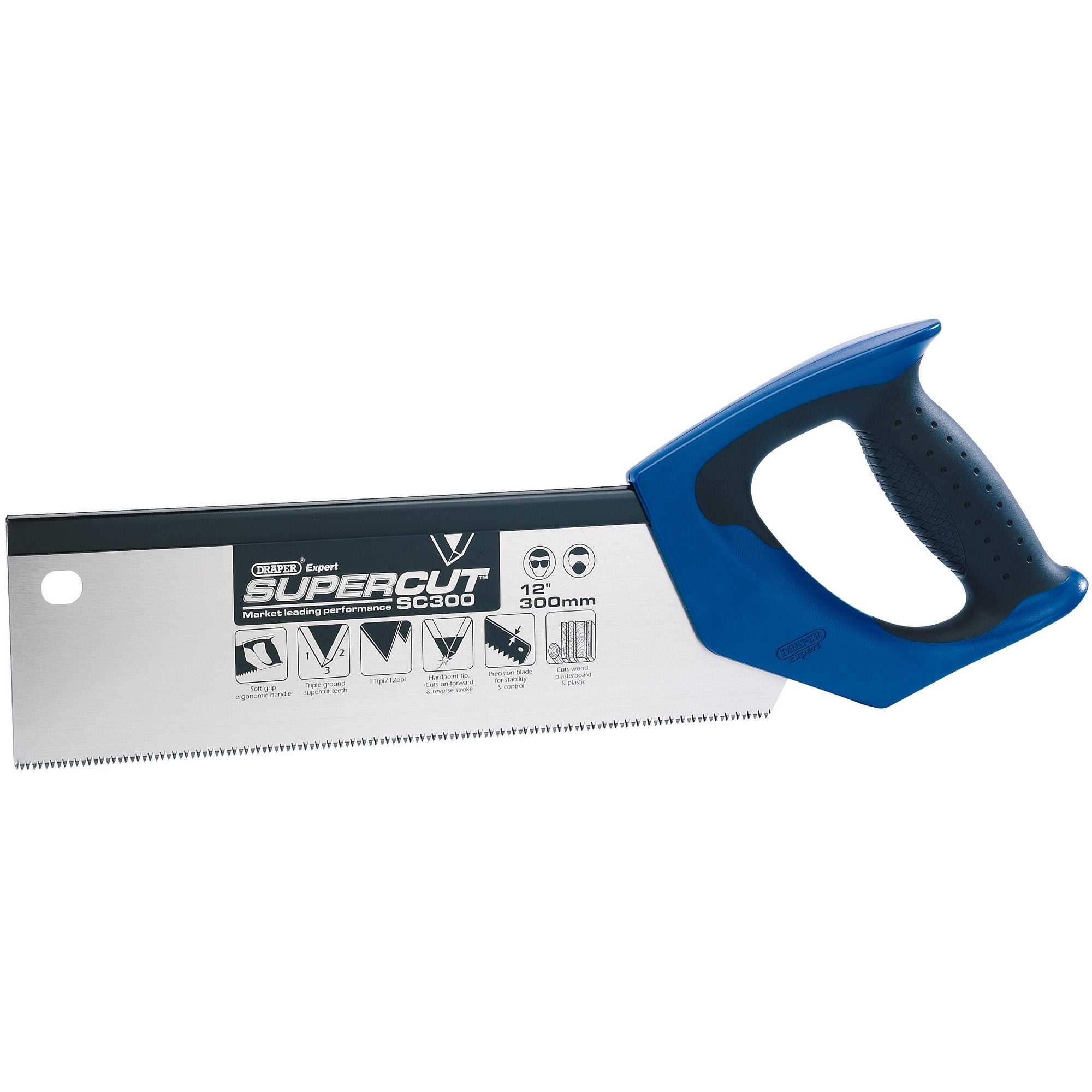 Draper-Expert-Supercut®-Soft-Grip-Hardpoint-Tenon-Saw,-300mm/12",-11tpi/12ppi