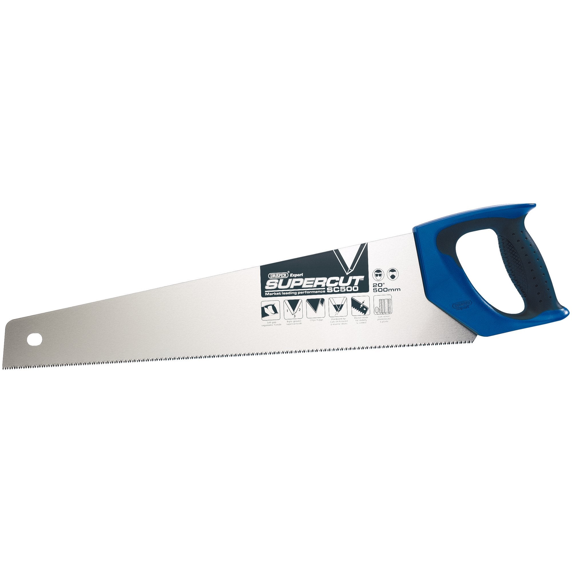 Draper-Expert-Supercut®-Soft-Grip-Hardpoint-Handsaw,-500mm/20",-11tpi/12ppi