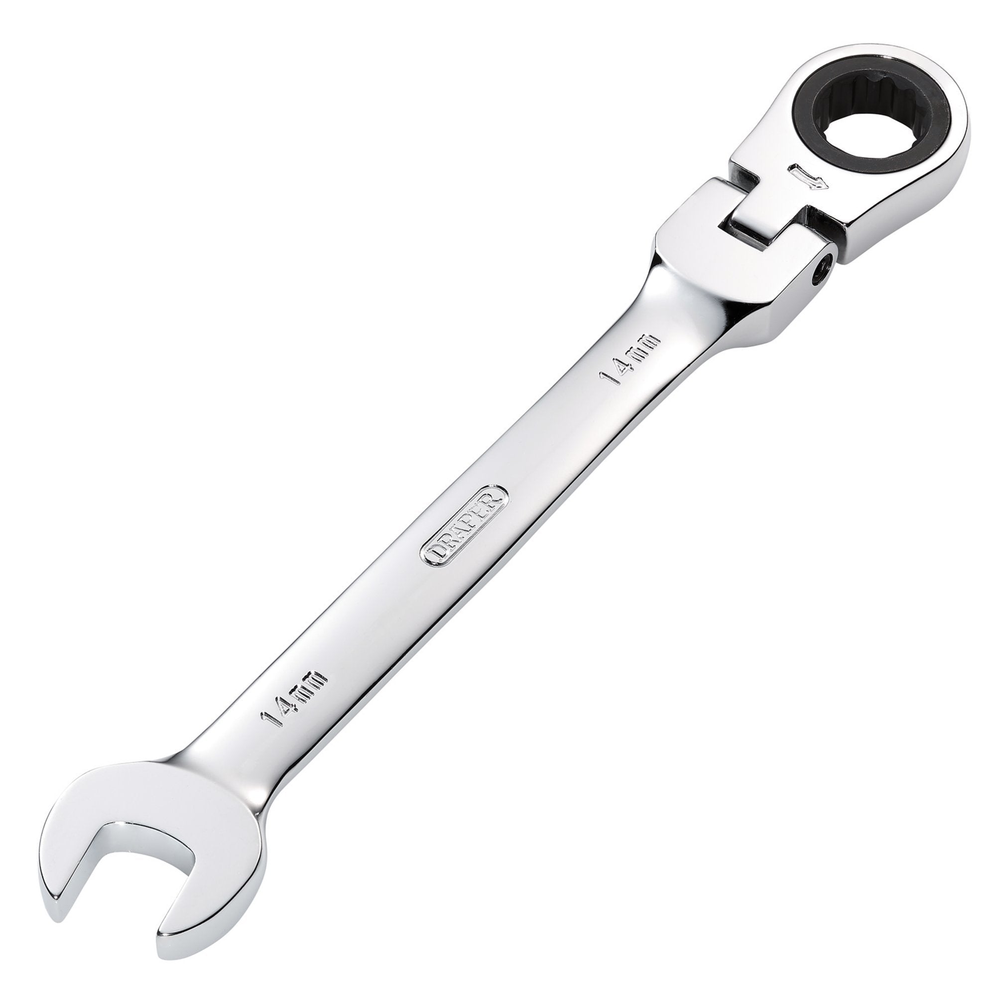 Draper-HI-TORQ®-Metric-Flexible-Head-Ratcheting-Combination-Spanner,-14mm