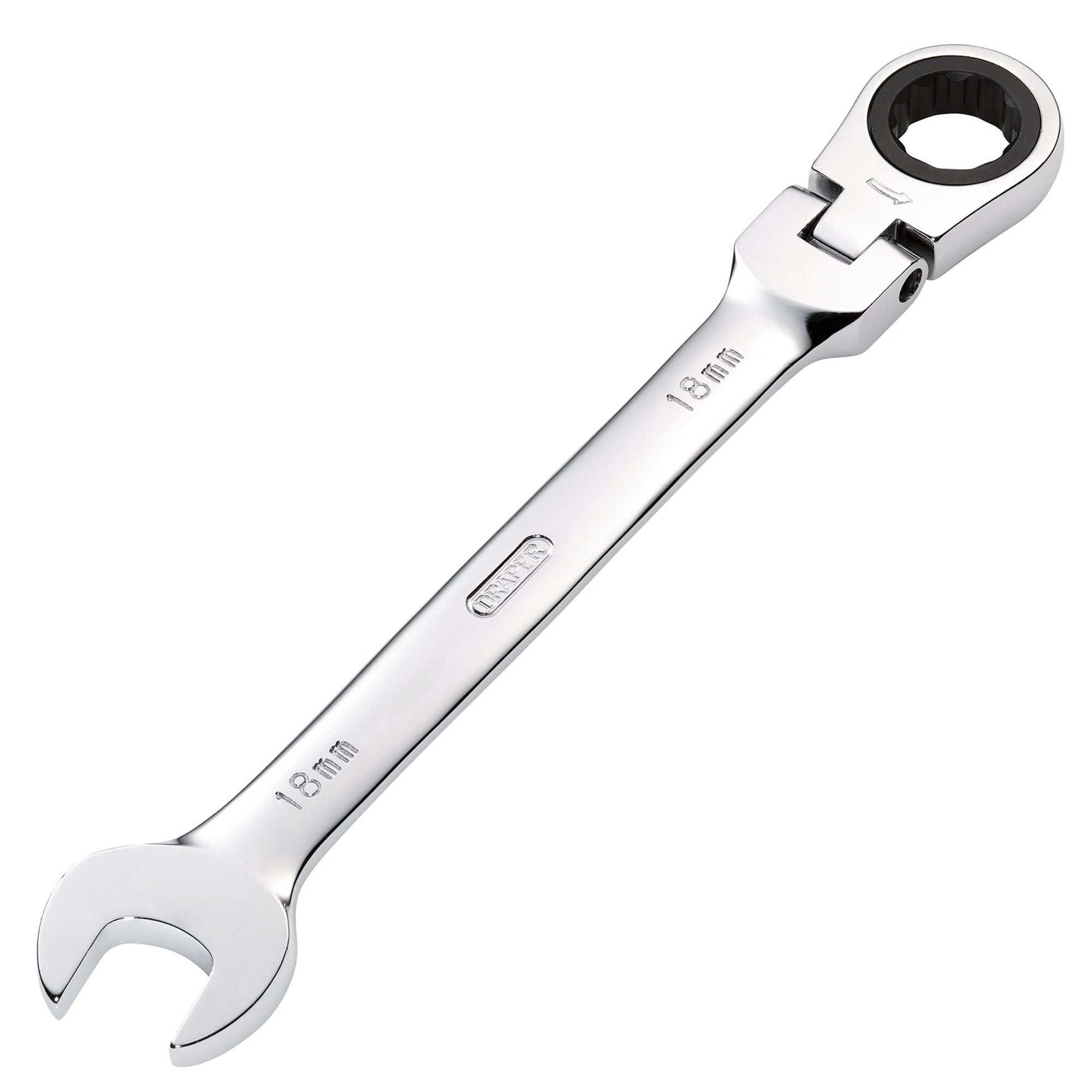 Draper-HI-TORQ®-Metric-Flexible-Head-Ratcheting-Combination-Spanner,-18mm
