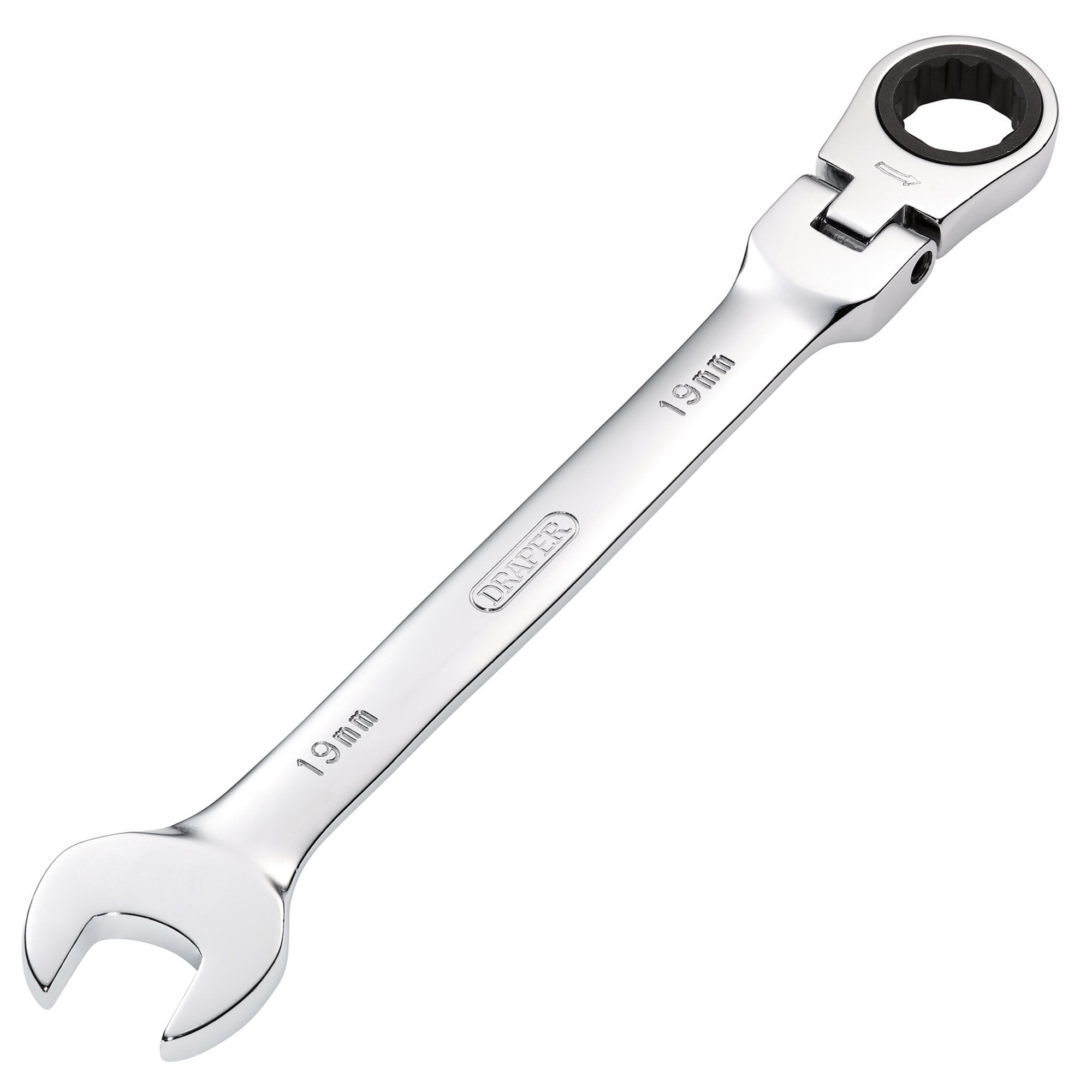Draper-HI-TORQ®-Metric-Flexible-Head-Ratcheting-Combination-Spanner,-19mm