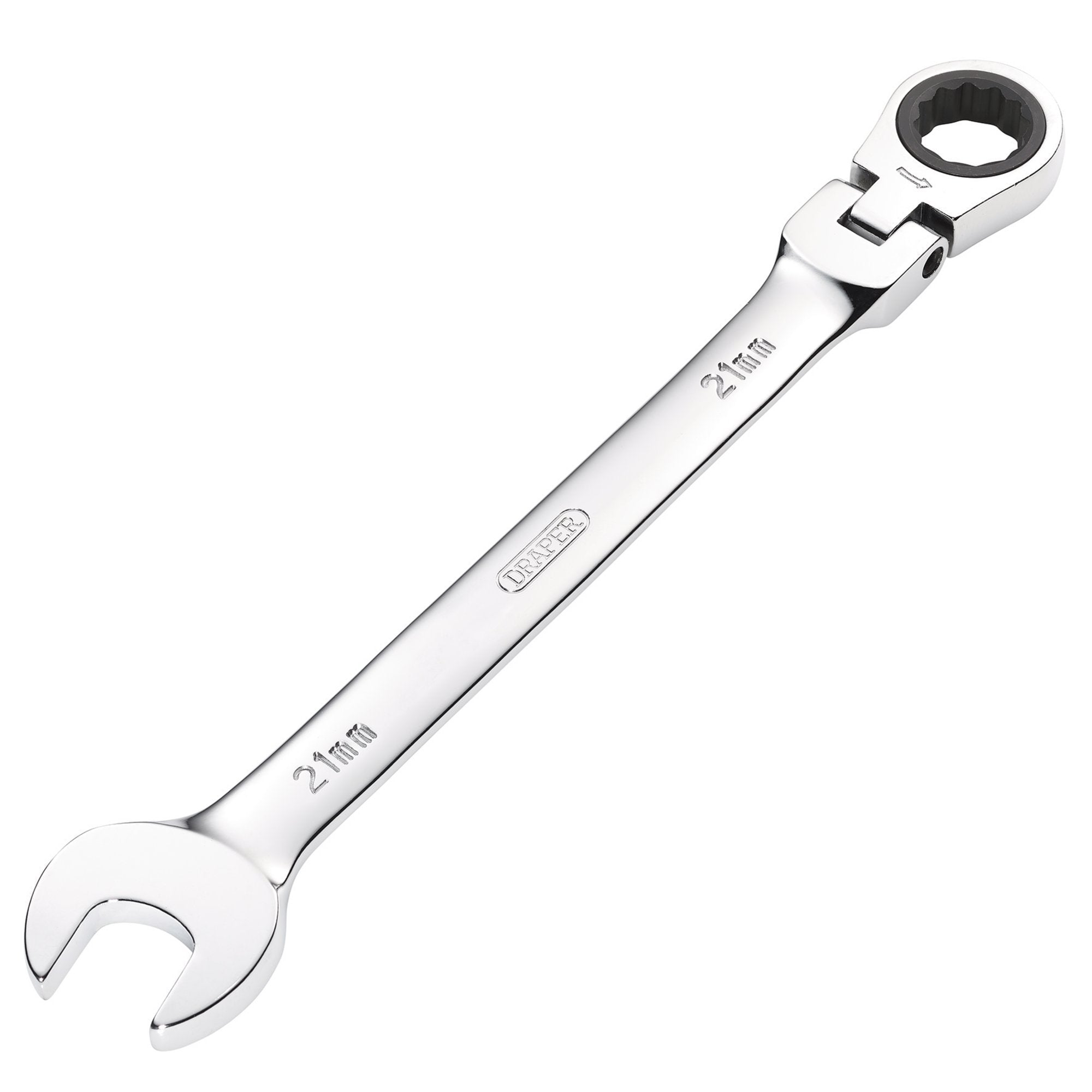 Draper-HI-TORQ®-Metric-Flexible-Head-Ratcheting-Combination-Spanner,-21mm