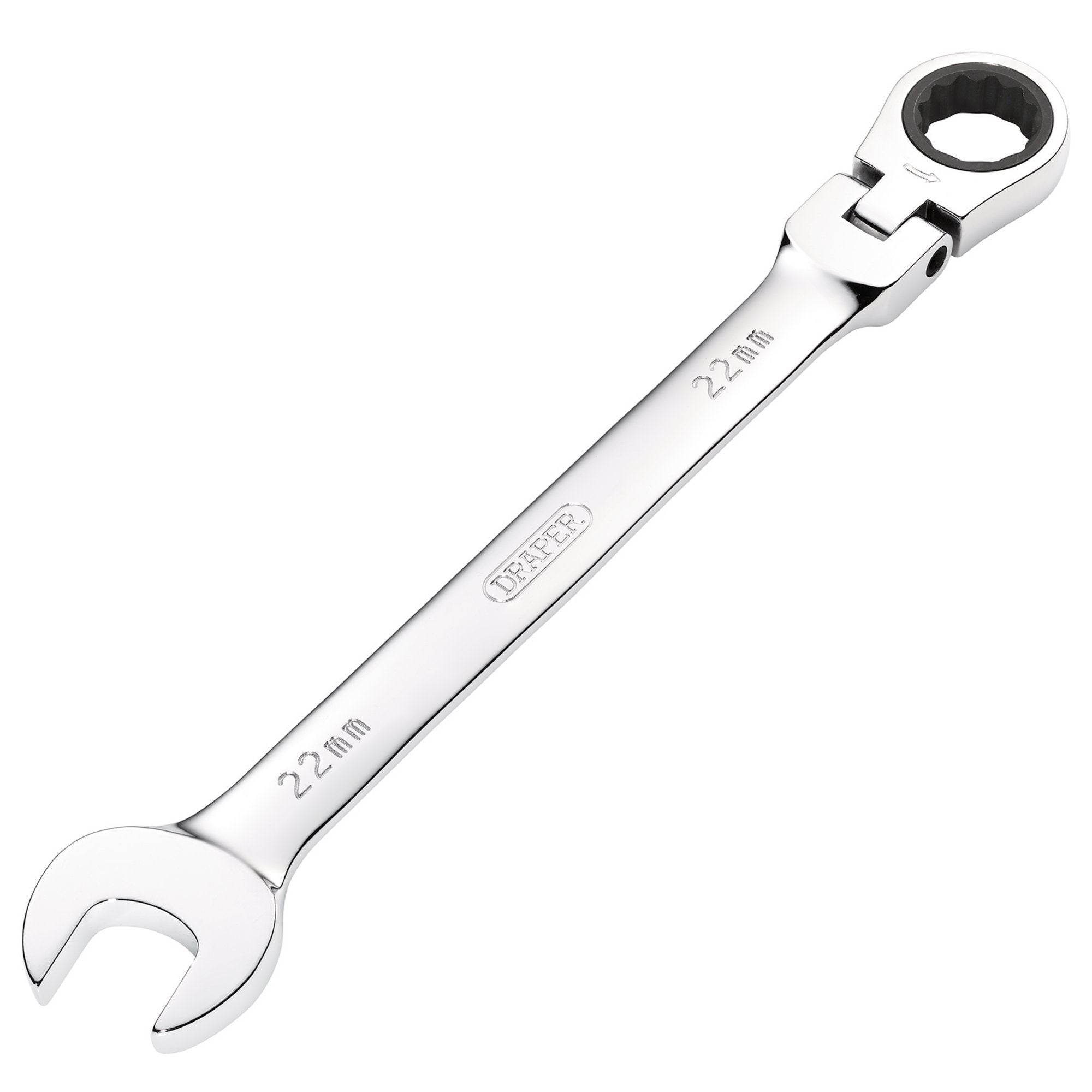 Draper-HI-TORQ®-Metric-Flexible-Head-Ratcheting-Combination-Spanner,-22mm