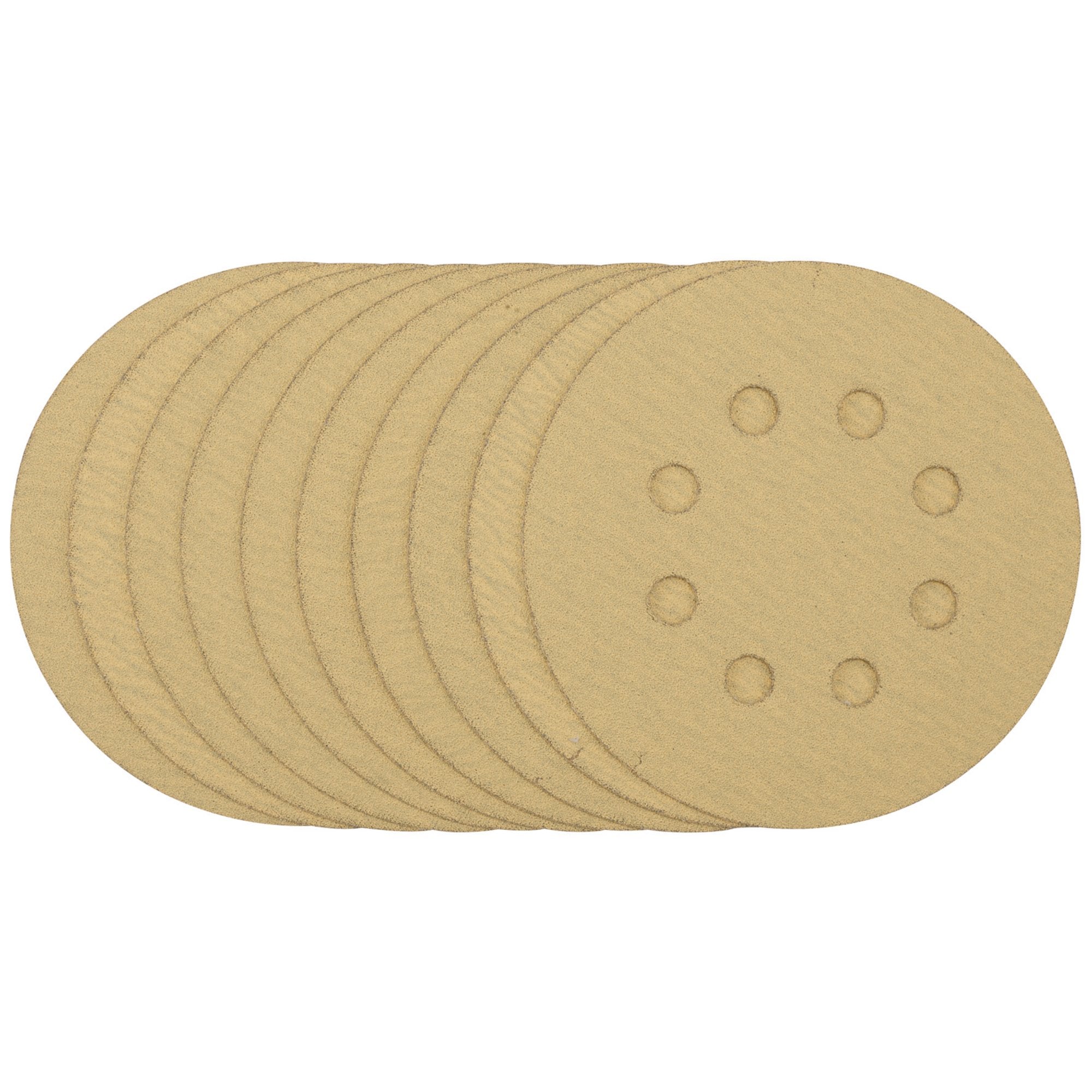 Gold-Sanding-Discs-with-Hook-&-Loop,-125mm,-120-Grit,-8-Dust-Extraction-Holes-(Pack-of-10)
