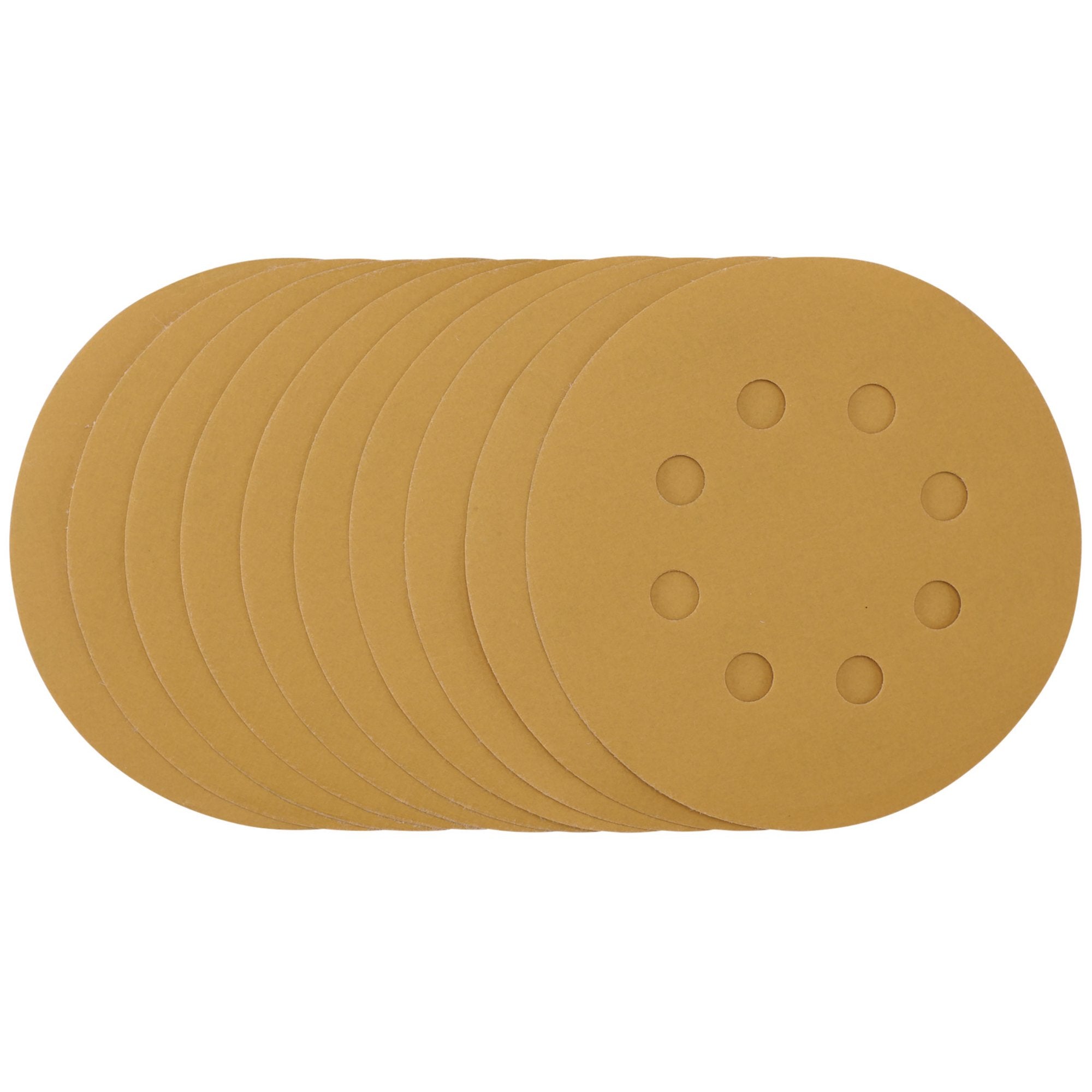 Gold-Sanding-Discs-with-Hook-&-Loop,-125mm,-400-Grit,-8-Dust-Extraction-Holes-(Pack-of-10)