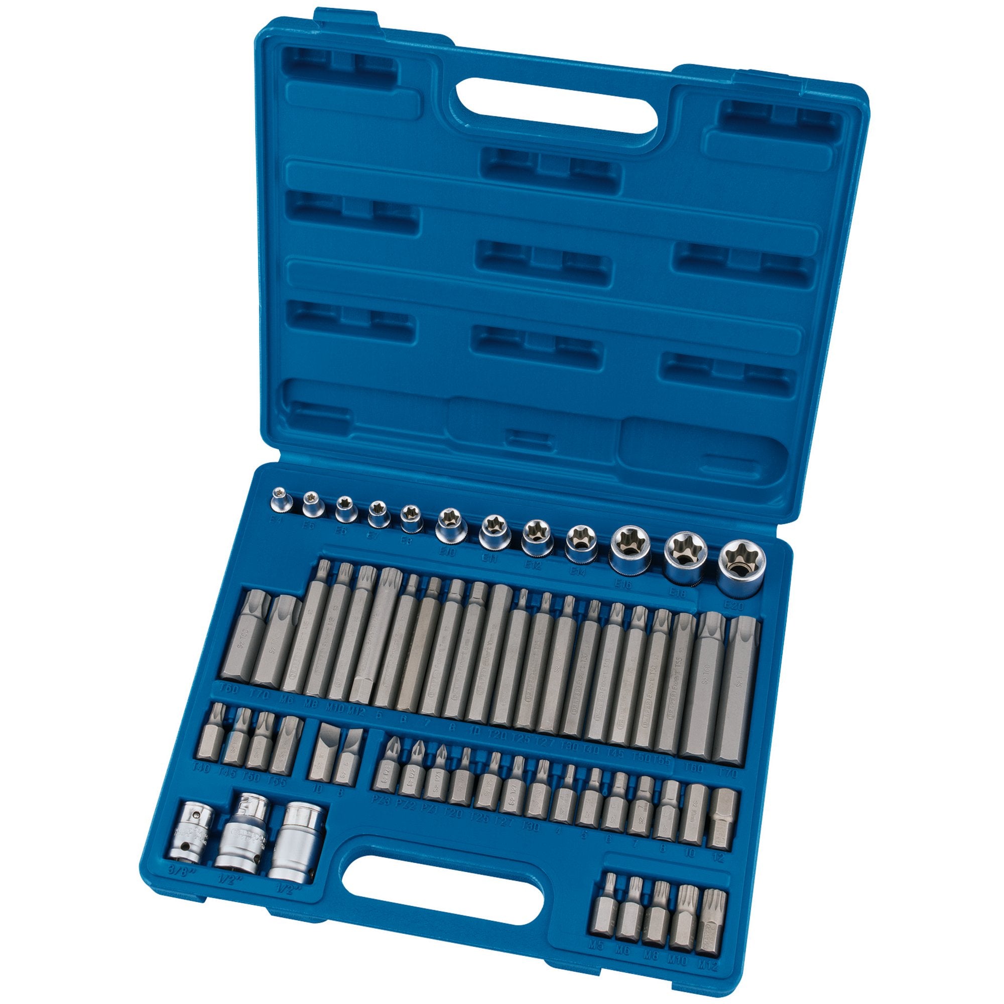 Draper-Expert-Mechanics-Socket-and-Bit-Set,-3/8,-1/2"-Sq.-Dr.-(61-Piece)