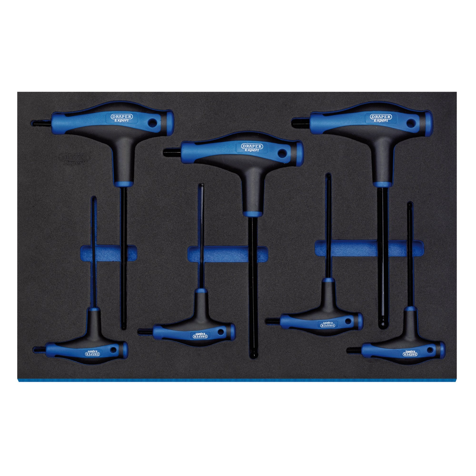 Draper-Expert-T'-Handle-Ball-End-Hexagon-Key-Set-in-3/4-Drawer-Eva-Insert-Tray-(7-Piece)