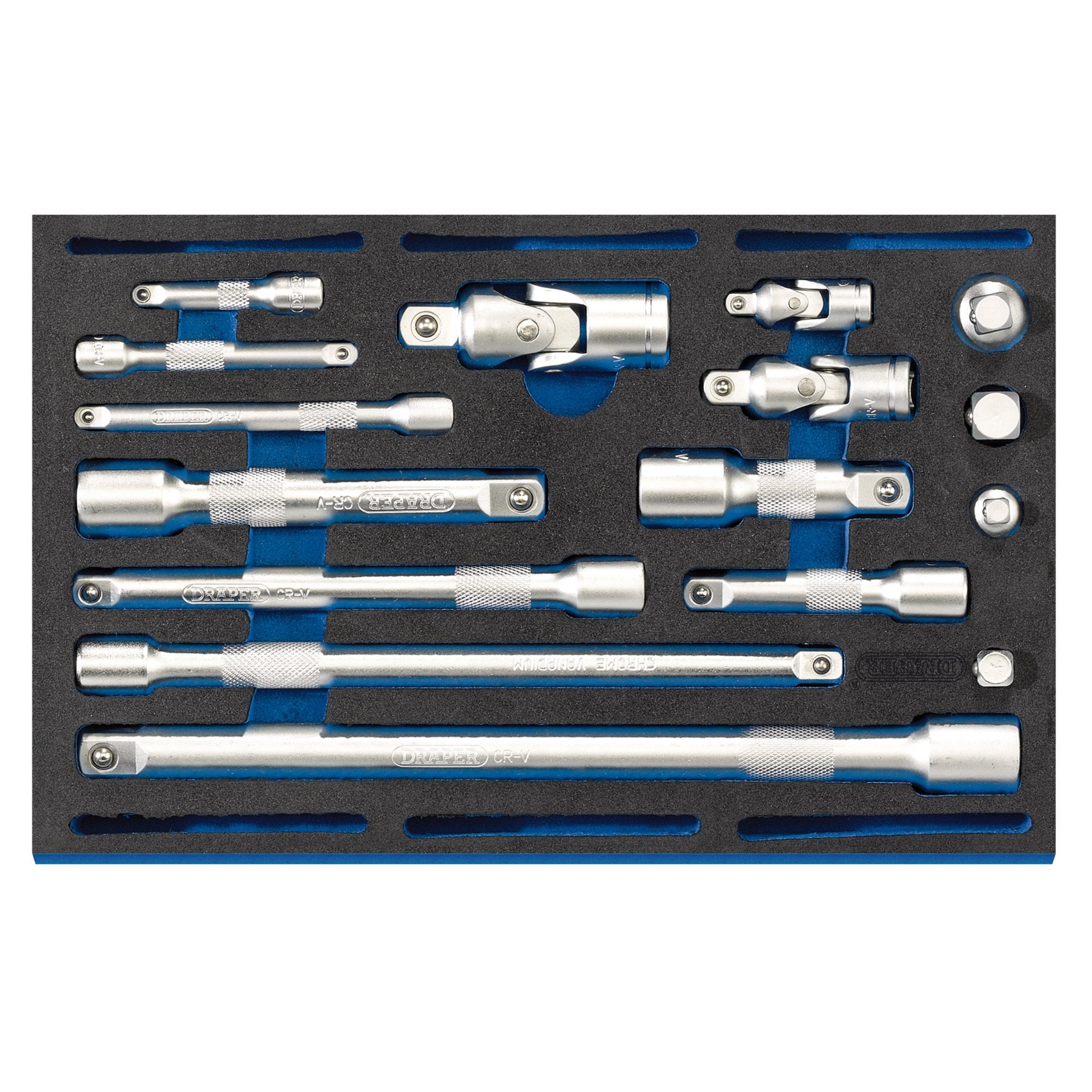 Extension-Bar,-Universal-Joints-and-Socket-Convertor-Set-1/4-Drawer-EVA-Insert-Tray-(16-Piece)