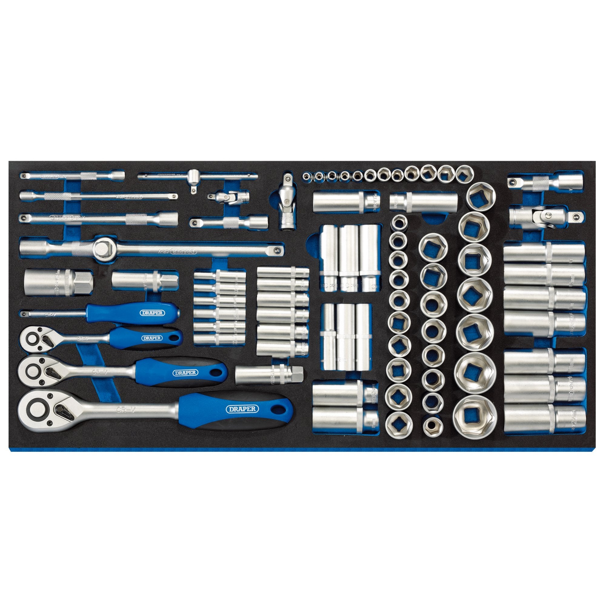Socket-Set-in-Full-Drawer-EVA-Insert-Tray,-1/4",-3/8",-and-1/2"-(84-Piece)