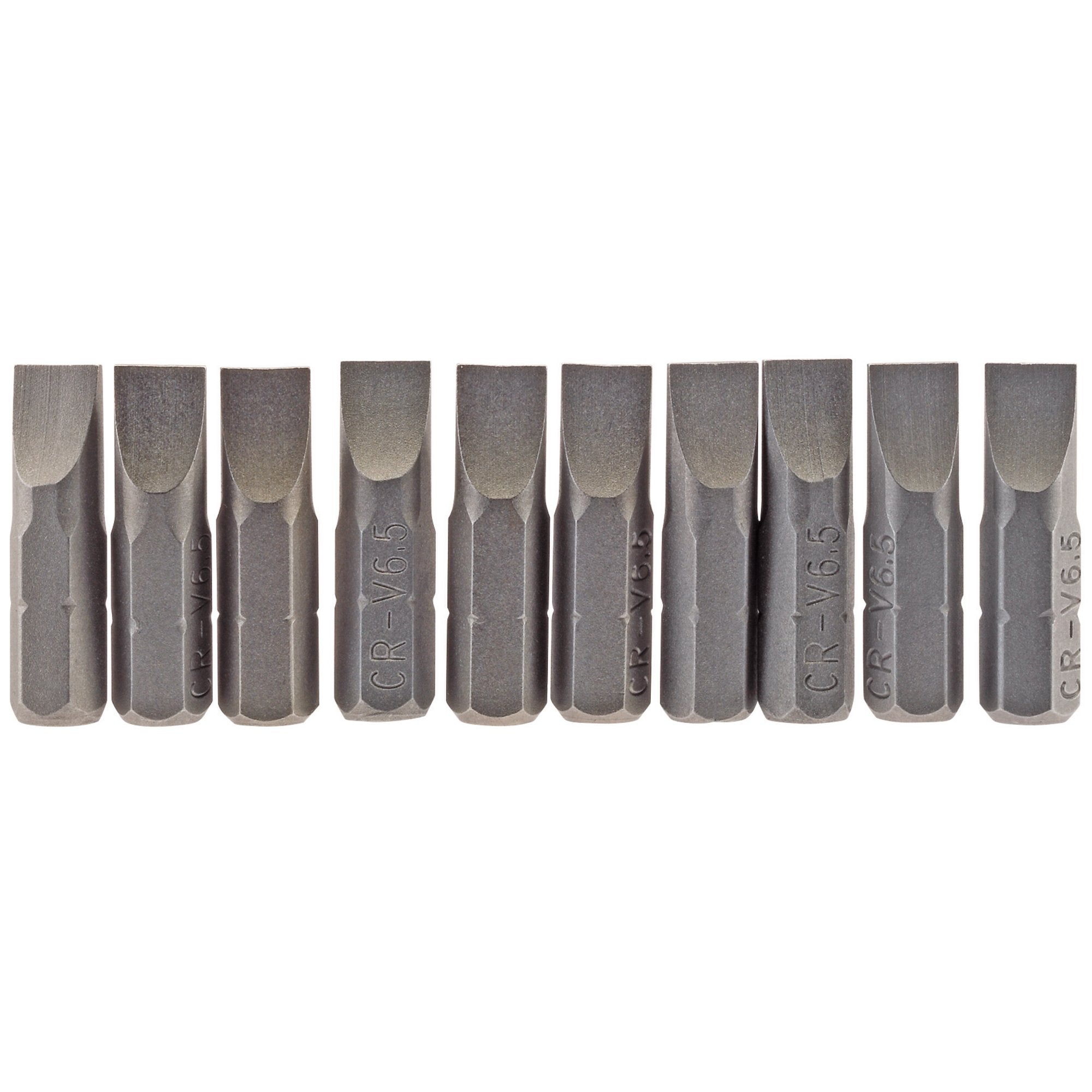 Plain-Slot-Insert-Bit,-6.5mm,-1/4"-Hex,-25mm-Long-(Pack-of-10)