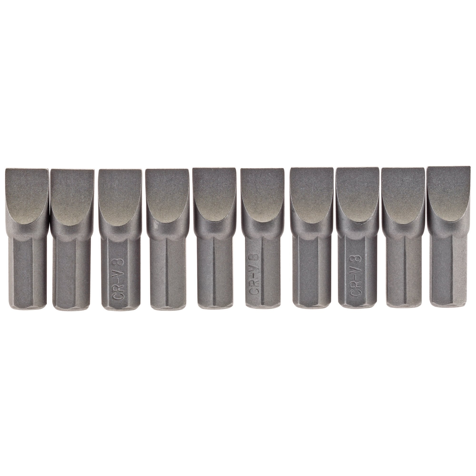 Plain-Slot-Insert-Bit,-8mm,-1/4"-Hex,-25mm-Long-(Pack-of-10)