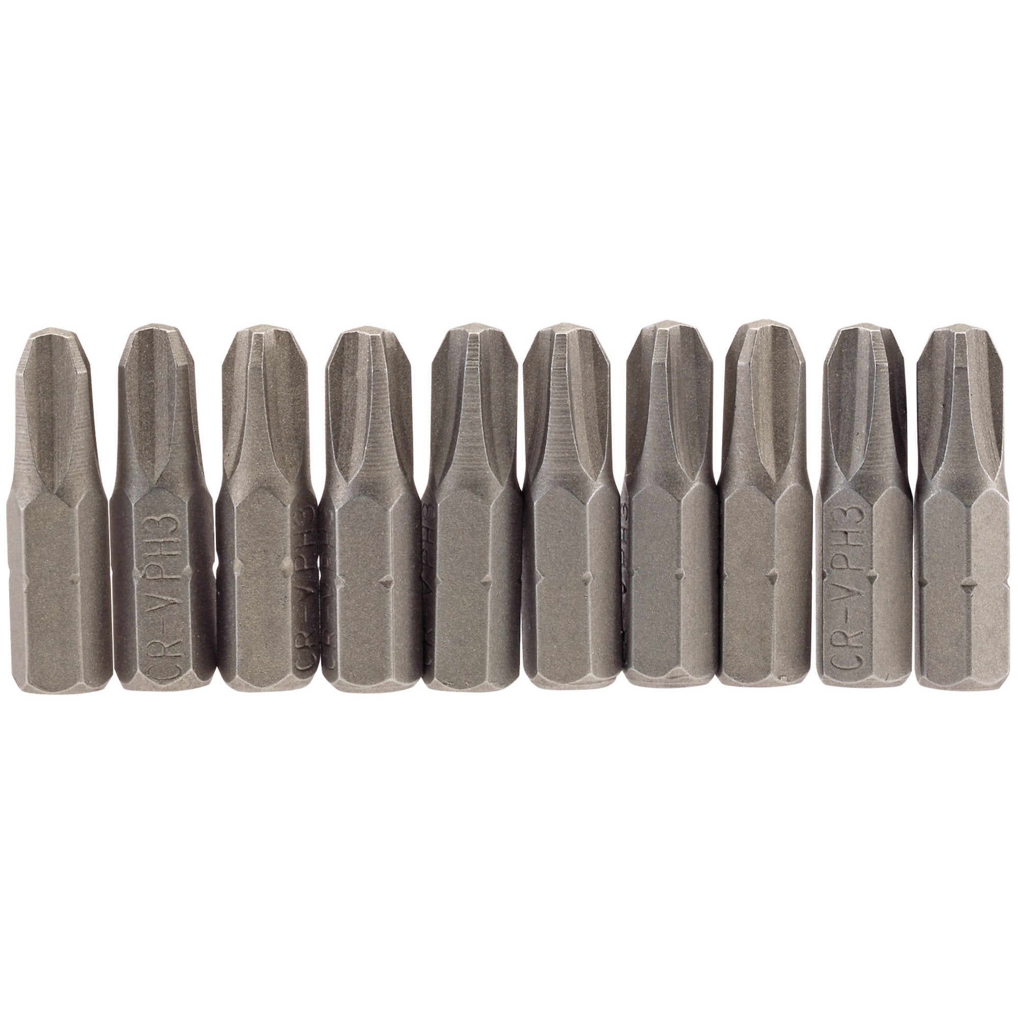 Cross-Slot-Insert-Bit,-1/4"-Hex,-25mm-Long,-No.3-(Pack-of-10)