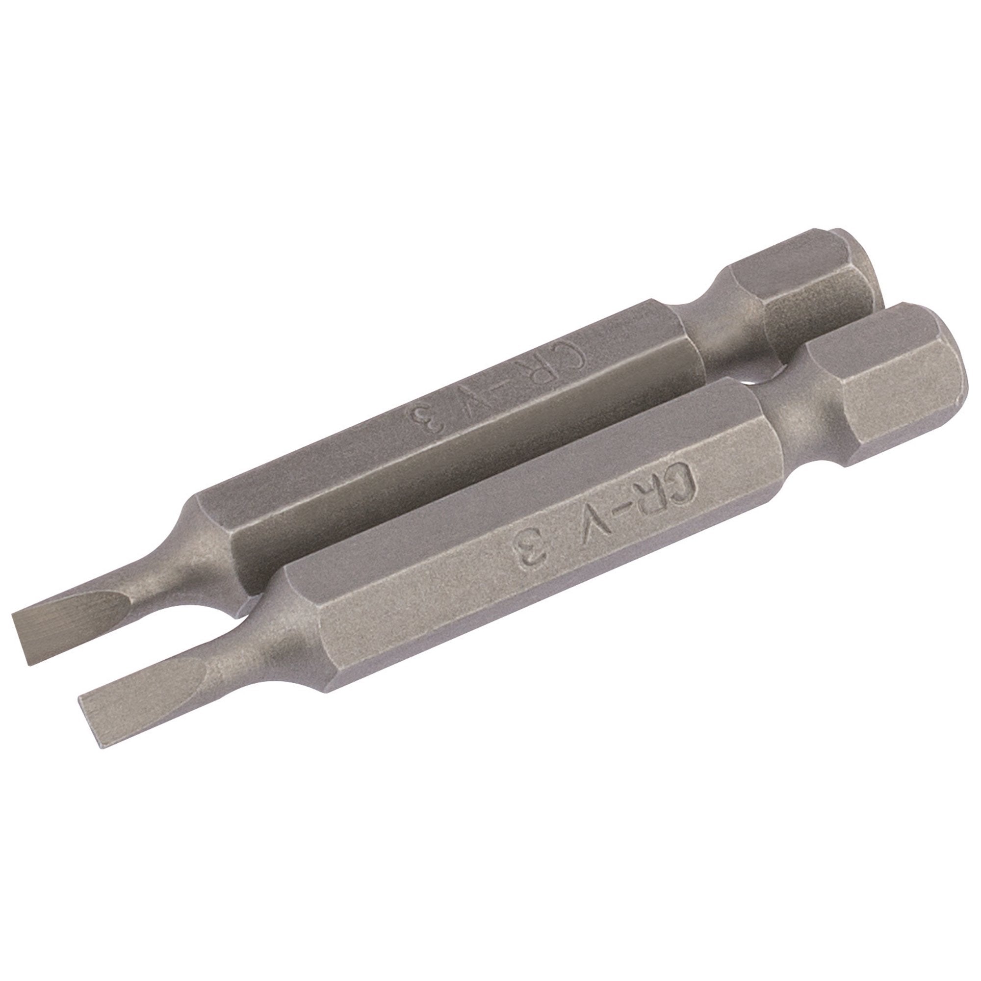 Plain-Slot-Insert-Bit,-3mm,-1/4"-Hex,-50mm-Long-(Pack-of-2)