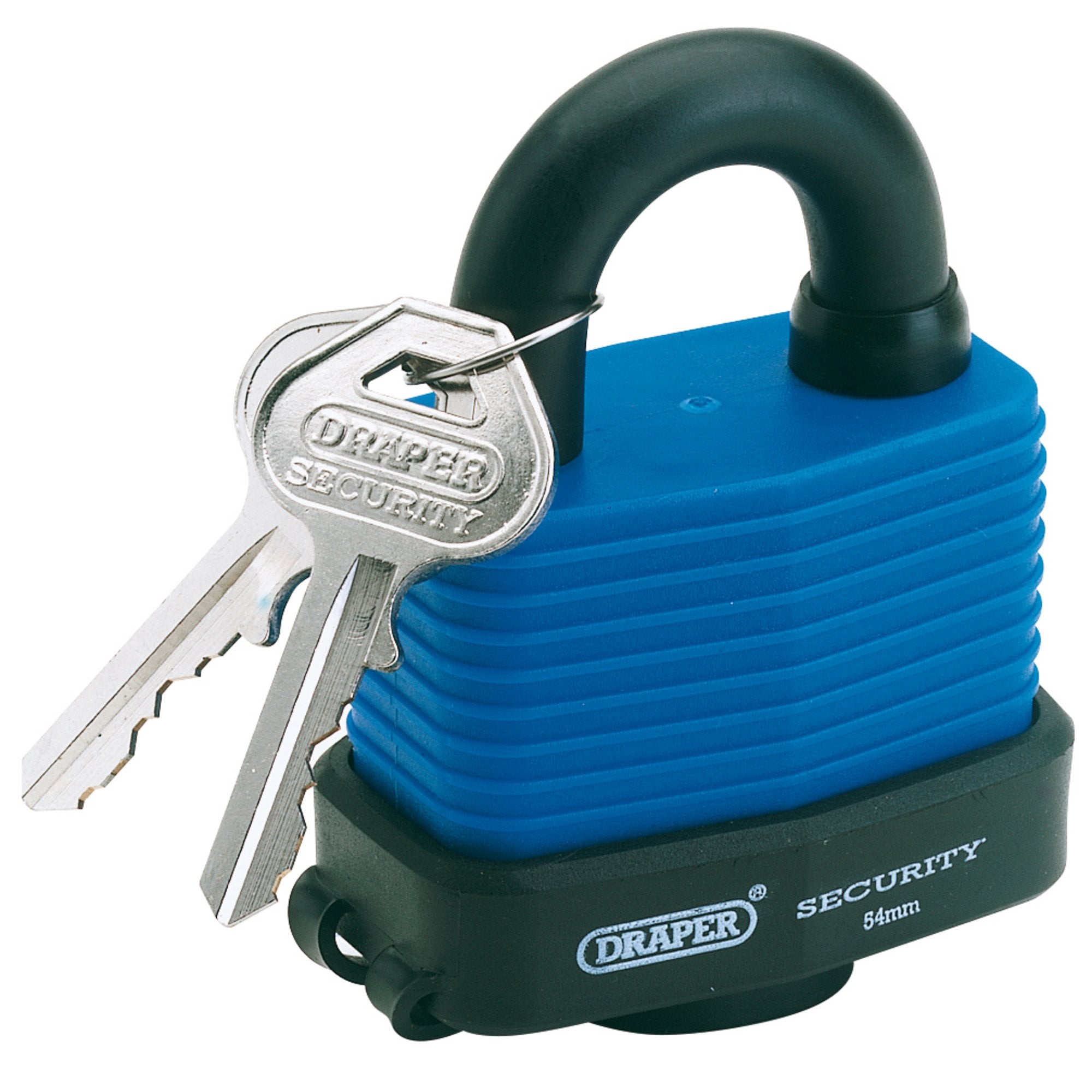 Laminated-Steel-Padlock-and-2-Keys-with-Hardened-Steel-Shackle-and-Bumper,-54mm