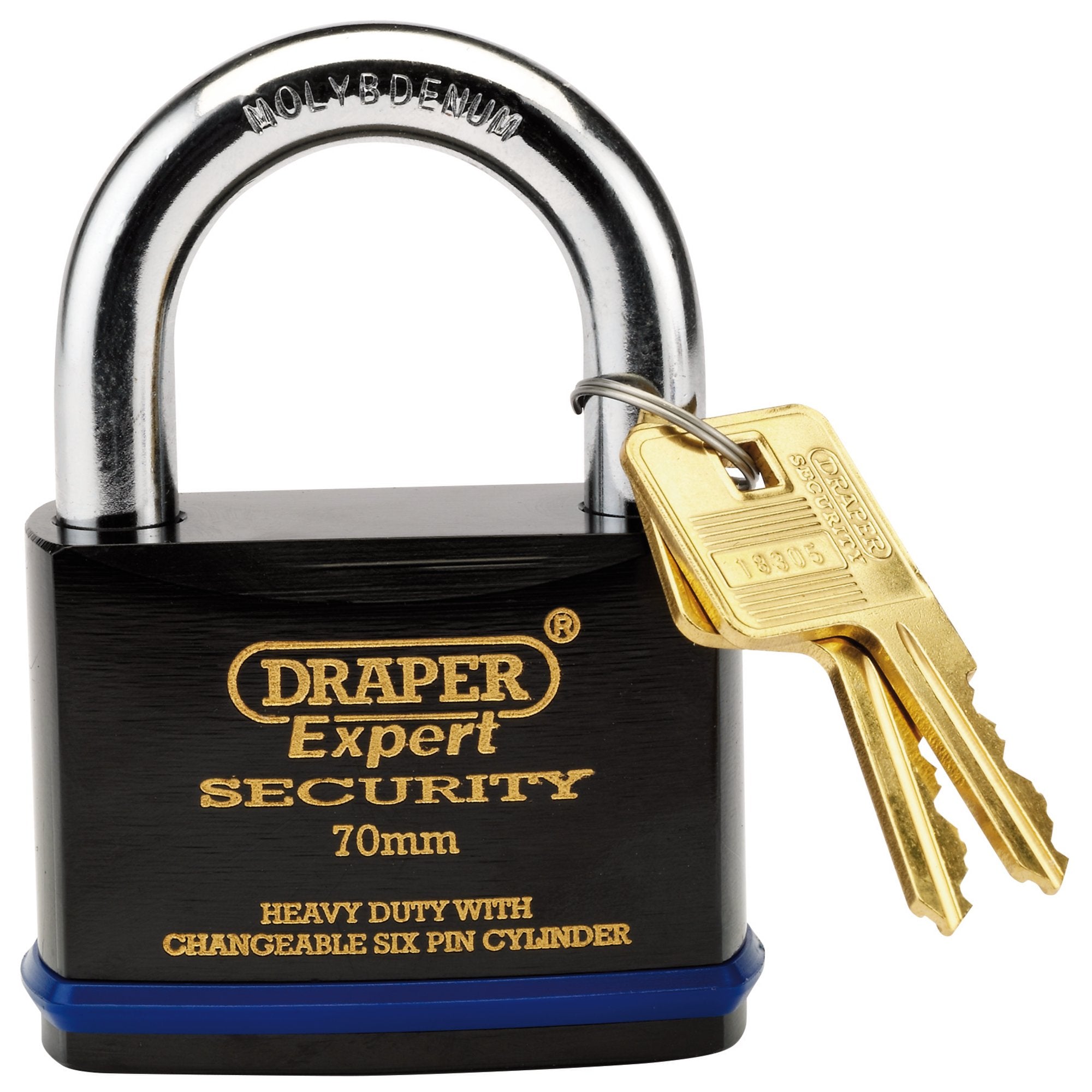 Heavy-Duty-Padlock-and-2-Keys-with-Super-Tough-Molybdenum-Steel-Shackle,-70mm