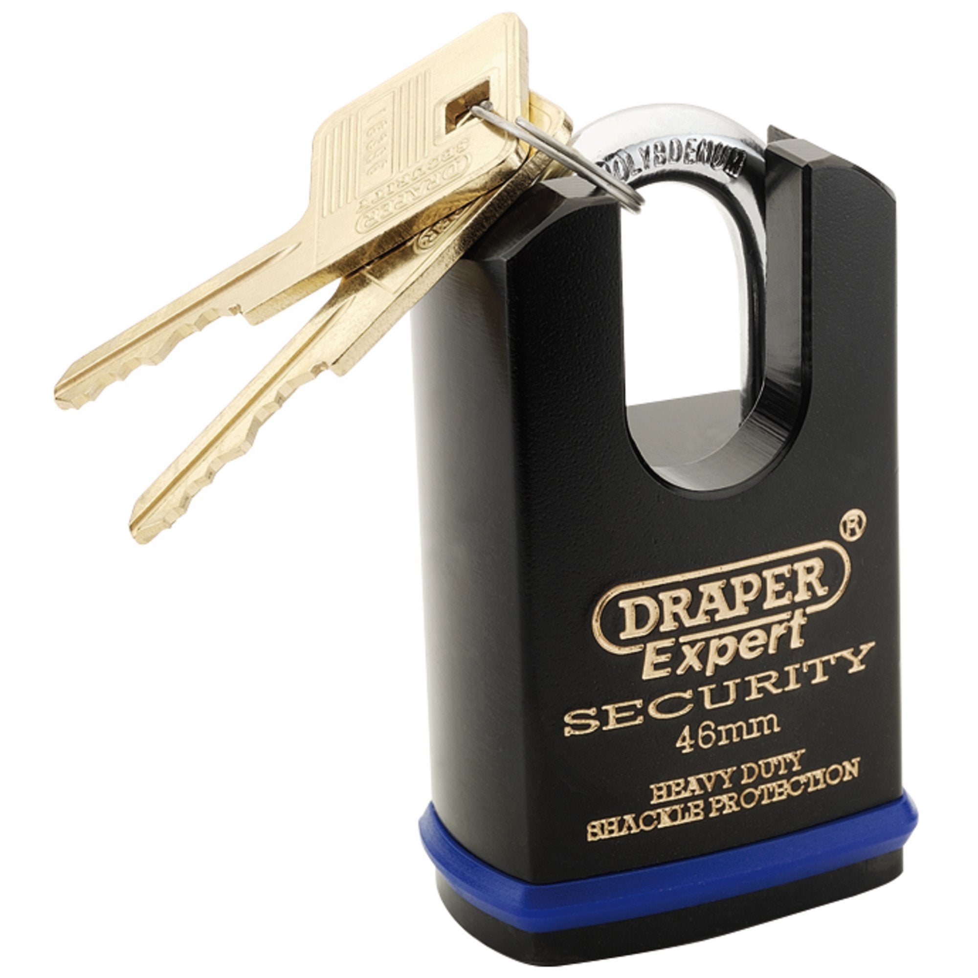 Draper-Expert-Heavy-Duty-Padlock-and-2-Keys-with-Shrouded-Shackle,-46mm
