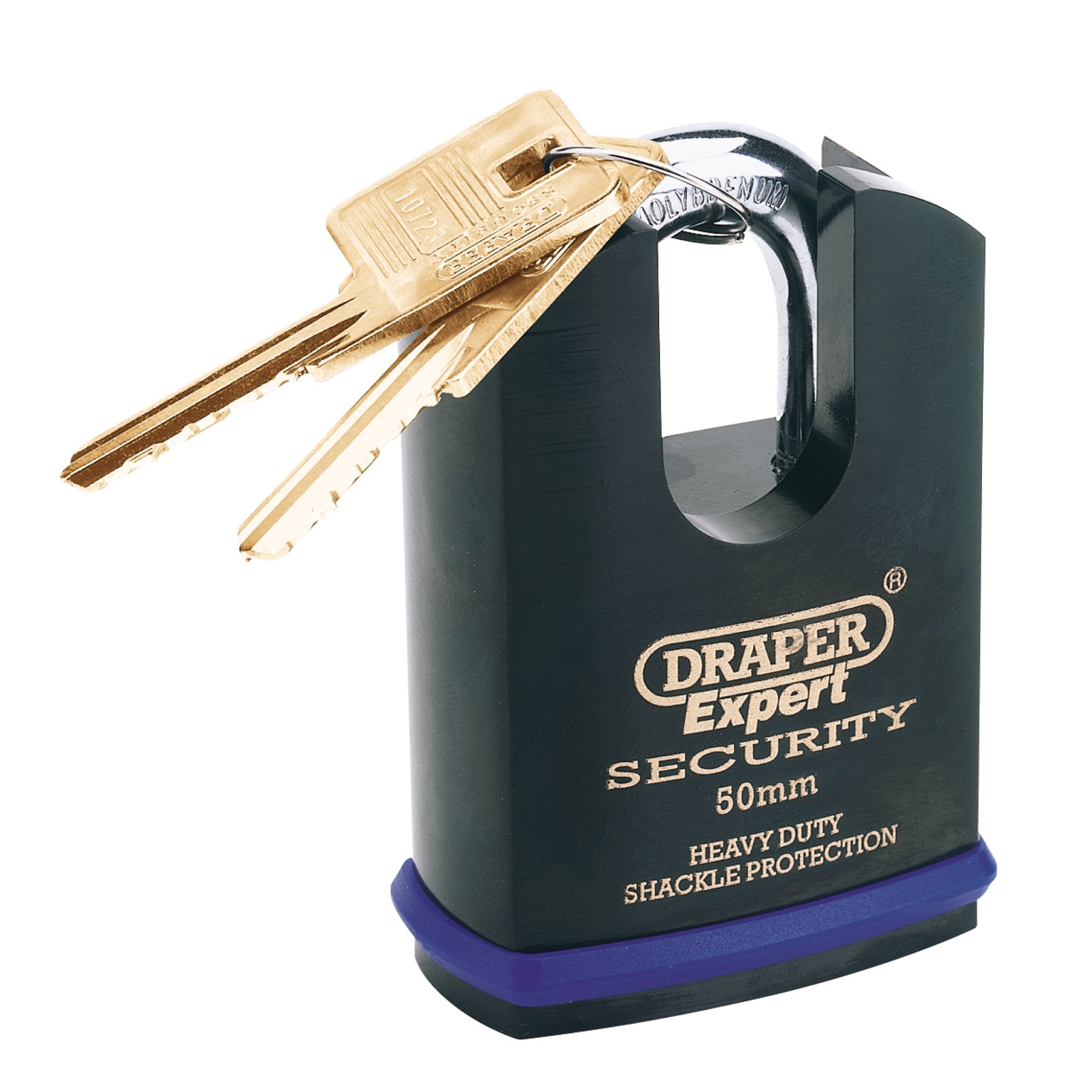 Draper-Expert-Heavy-Duty-Padlock-and-2-Keys-with-Shrouded-Shackle,-50mm