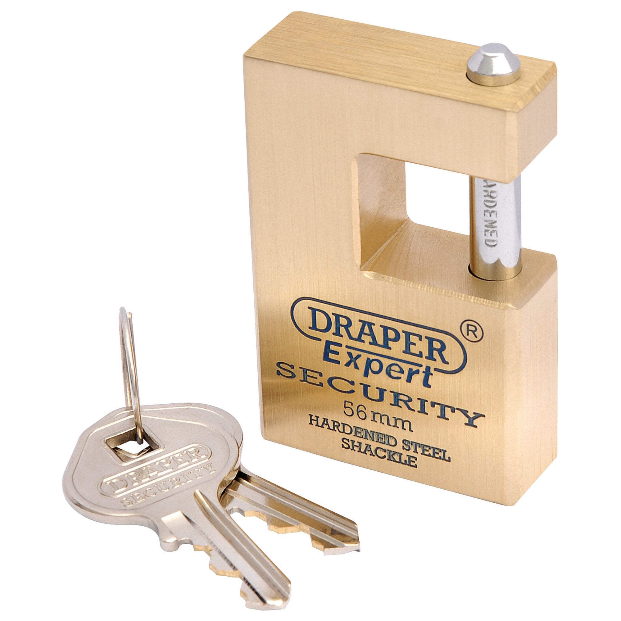 Draper-Expert-Close-Shackle-Solid-Brass-Padlock-with-Hardened-Steel-Shackle,-2-Keys,-56mm