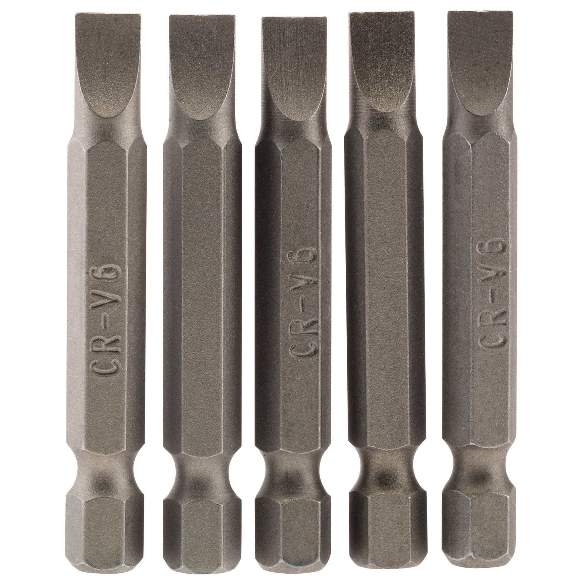 Plain-Slot-Insert-Bit,-6mm,-1/4"-Hex,-50mm-Long-(Pack-of-5)