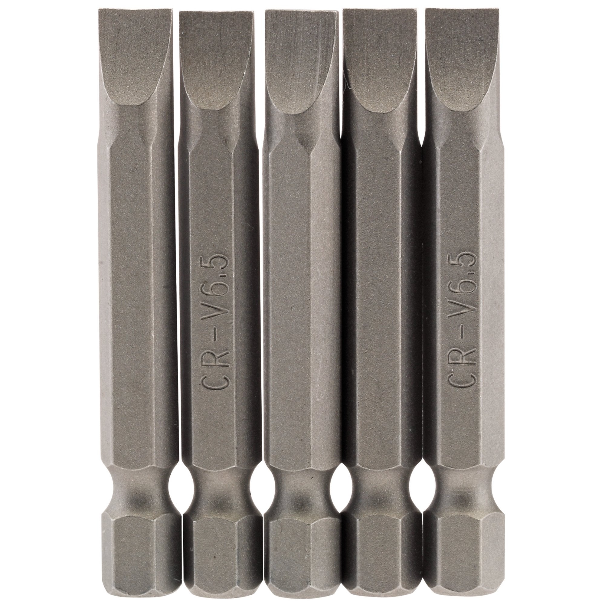 Plain-Slot-Insert-Bit,-6.5mm,-1/4"-Hex,-50mm-Long-(Pack-of-5)